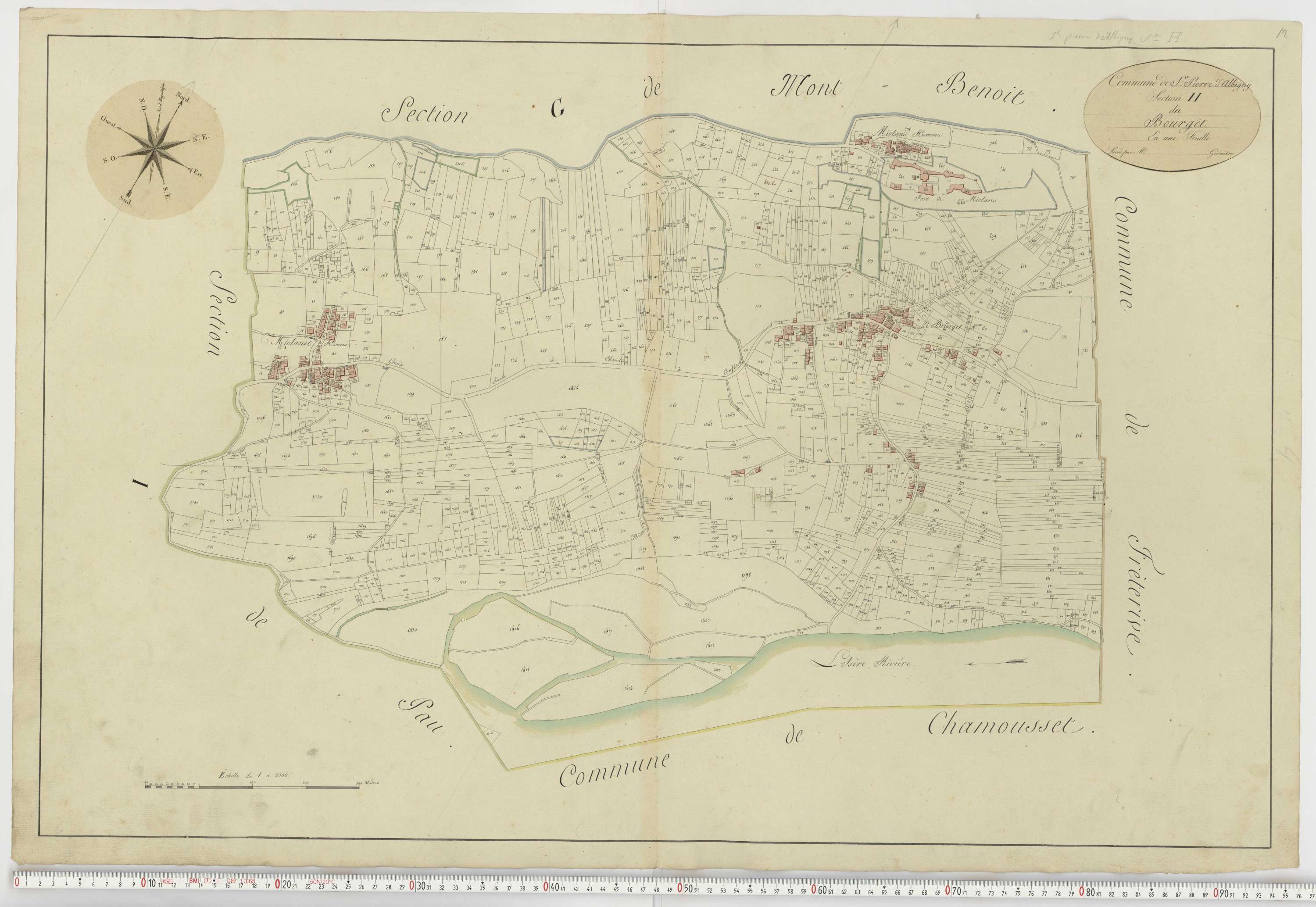 Aiguebelle - Cadastre napoléonien : plan cadastral. - Fréterive, Grésy, Saint-Jean-de-la-Porte, Saint-Pierre-d'Albigny.