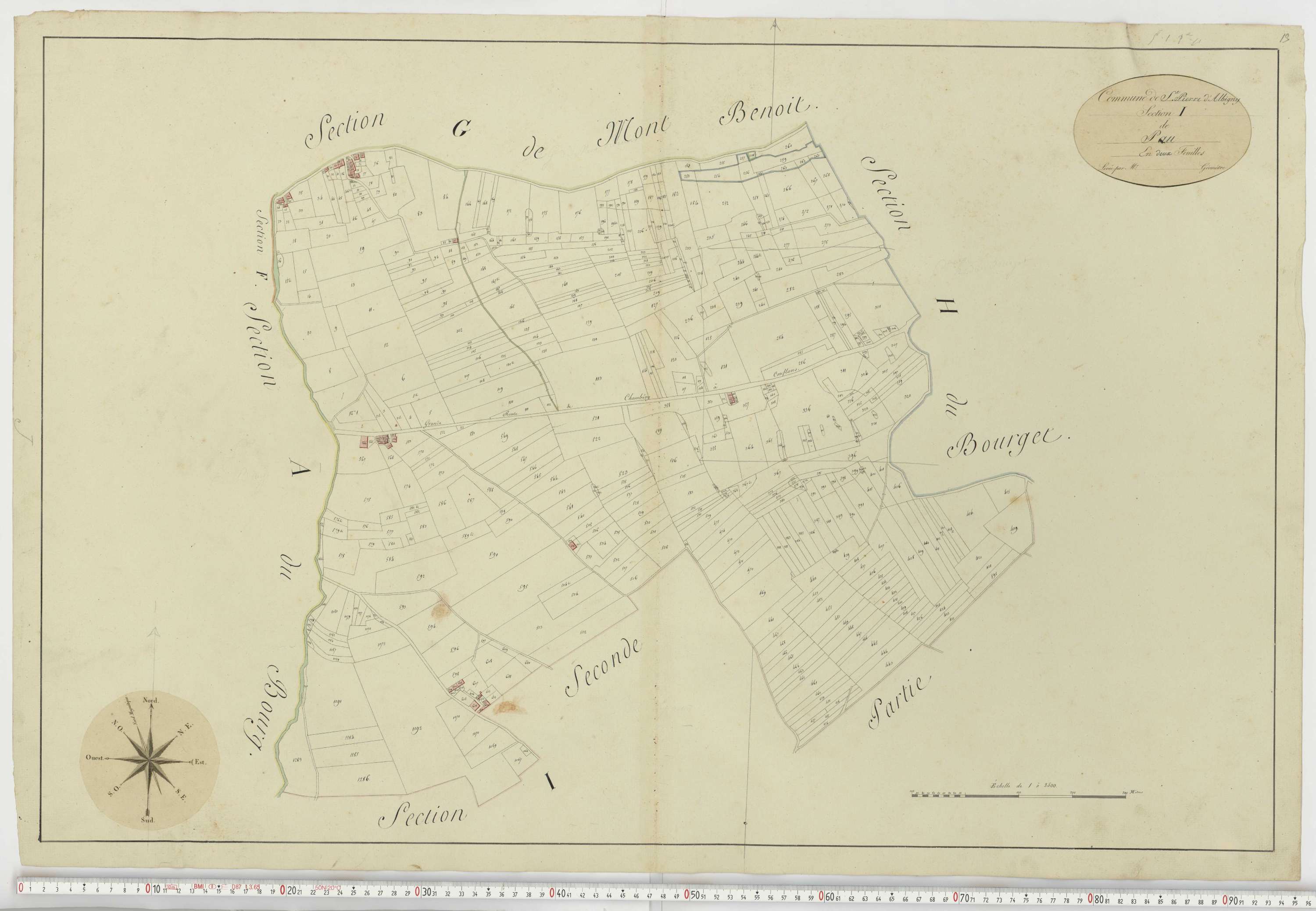 Aiguebelle - Cadastre napoléonien : plan cadastral. - Fréterive, Grésy, Saint-Jean-de-la-Porte, Saint-Pierre-d'Albigny.