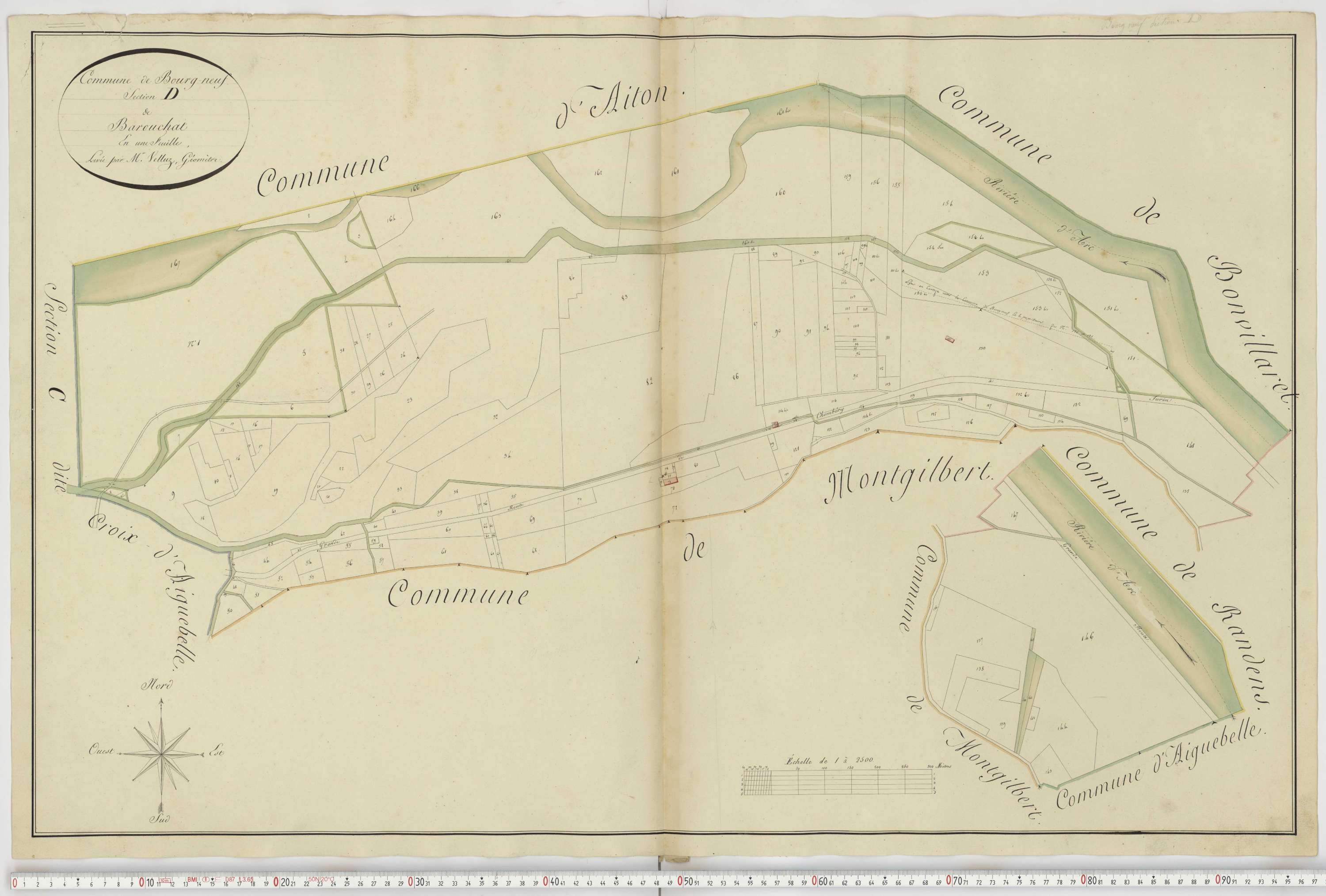 Aiguebelle - Cadastre napoléonien : plan cadastral. - Bonvillaret, Bourgneuf, Chamousset, Saint-Georges-d'Hurtières, Montgilbert, Montsapey, Saint-Pierre-de-Belleville, Randens.