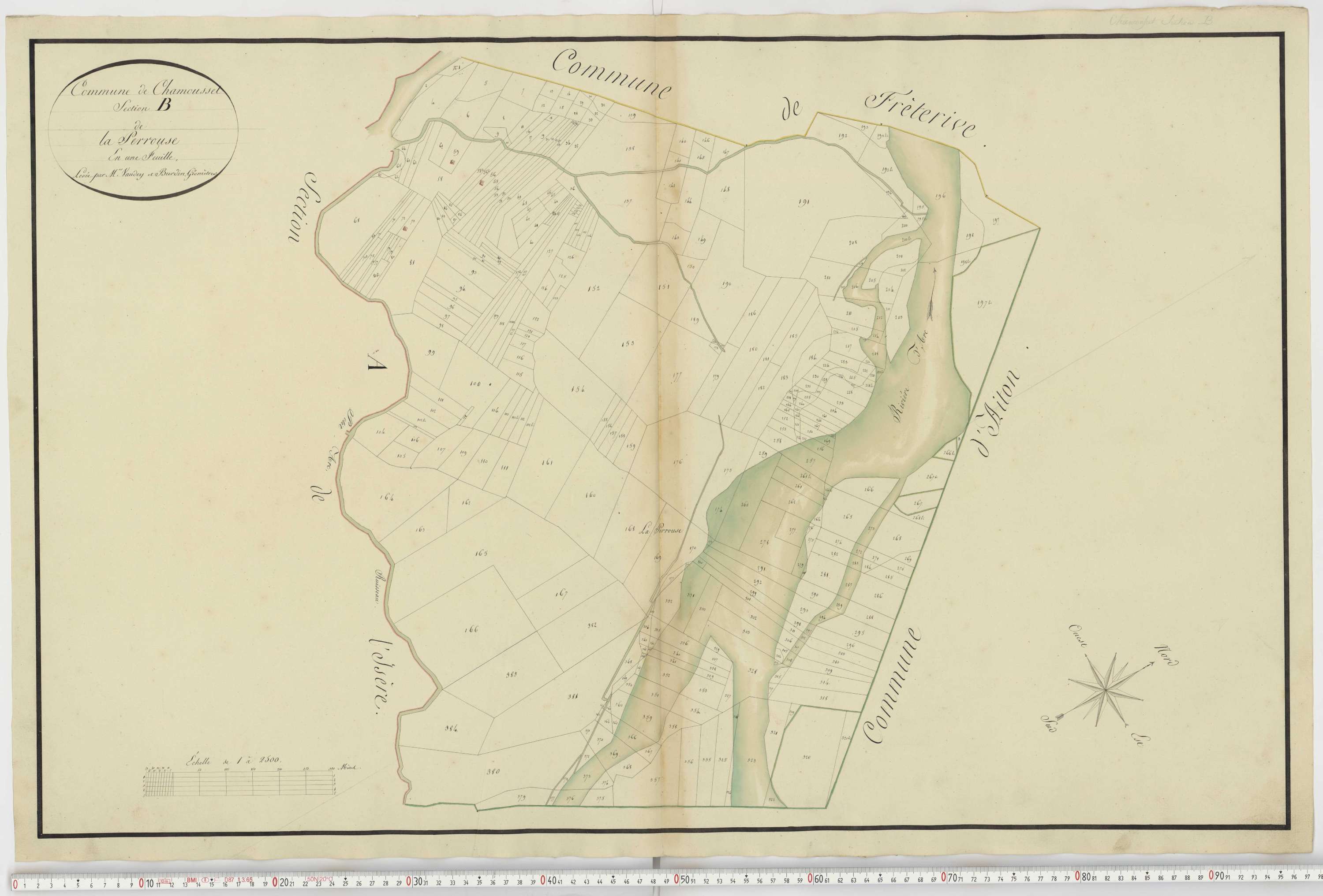 Aiguebelle - Cadastre napoléonien : plan cadastral. - Bonvillaret, Bourgneuf, Chamousset, Saint-Georges-d'Hurtières, Montgilbert, Montsapey, Saint-Pierre-de-Belleville, Randens.