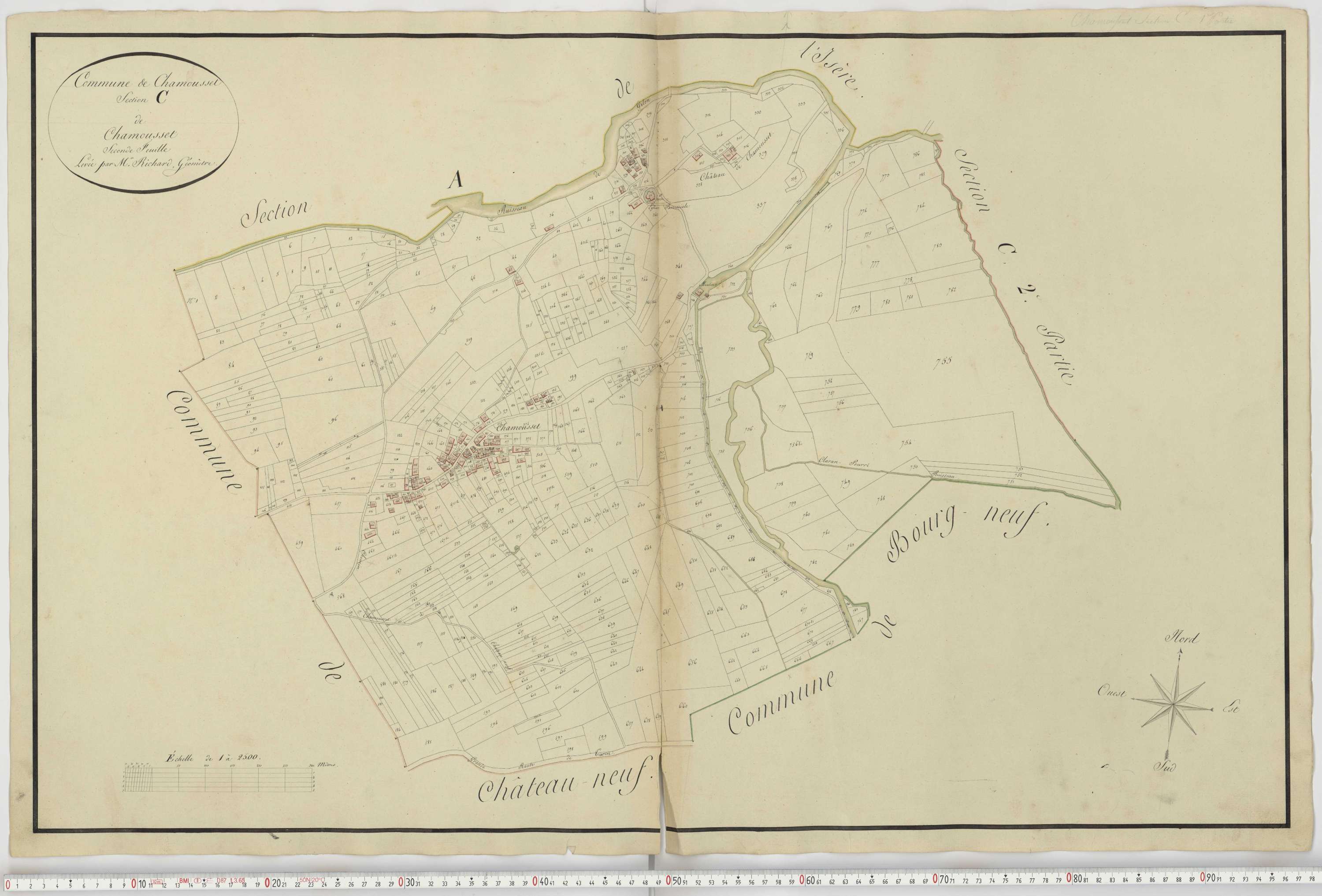 Aiguebelle - Cadastre napoléonien : plan cadastral. - Bonvillaret, Bourgneuf, Chamousset, Saint-Georges-d'Hurtières, Montgilbert, Montsapey, Saint-Pierre-de-Belleville, Randens.