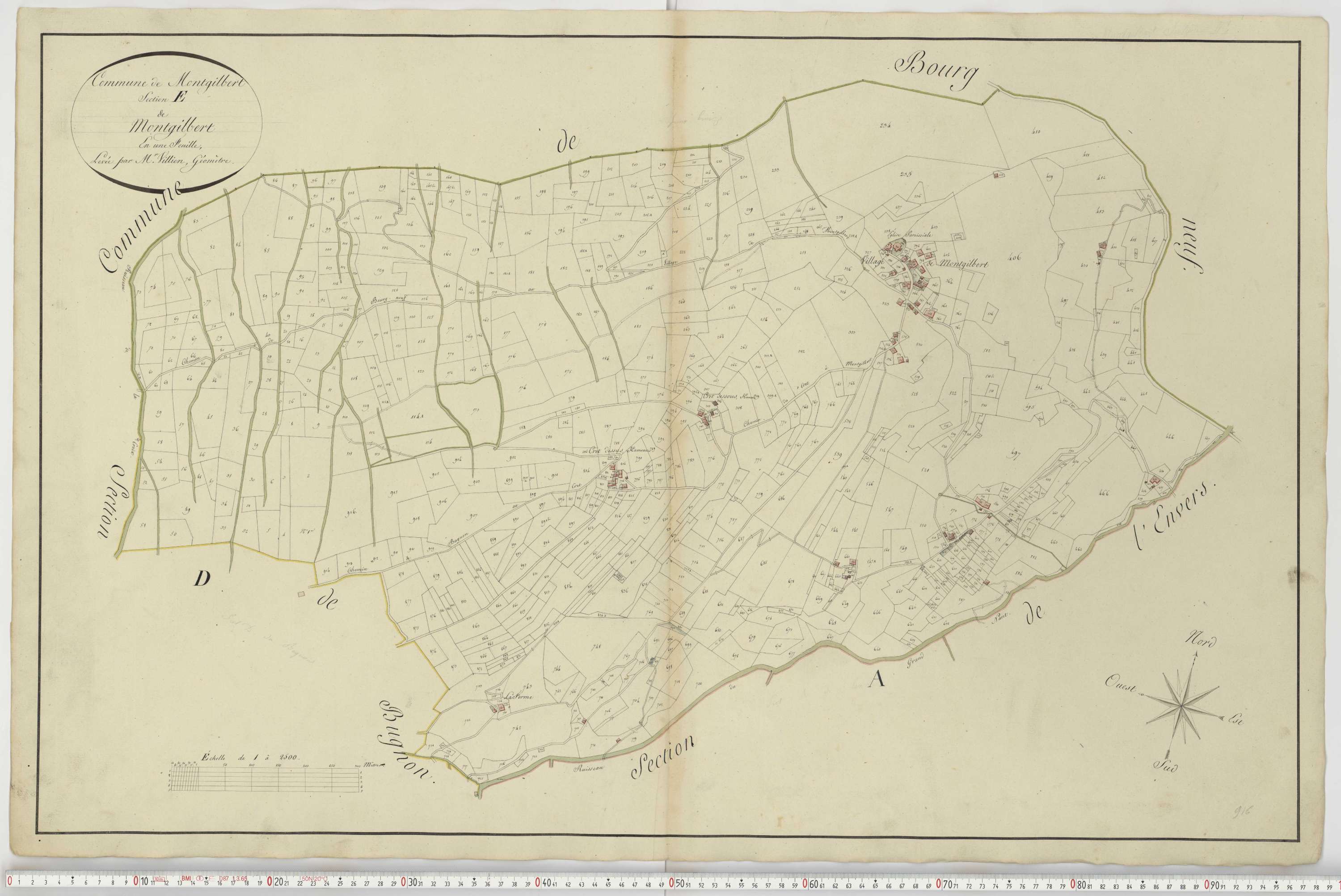 Aiguebelle - Cadastre napoléonien : plan cadastral. - Bonvillaret, Bourgneuf, Chamousset, Saint-Georges-d'Hurtières, Montgilbert, Montsapey, Saint-Pierre-de-Belleville, Randens.