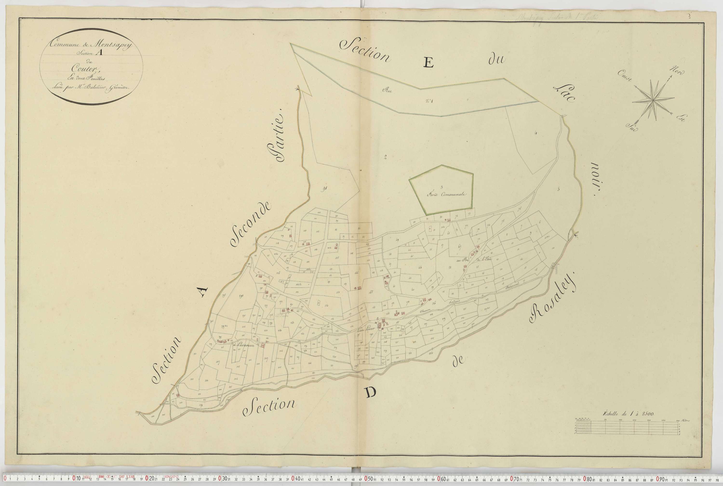 Aiguebelle - Cadastre napoléonien : plan cadastral. - Bonvillaret, Bourgneuf, Chamousset, Saint-Georges-d'Hurtières, Montgilbert, Montsapey, Saint-Pierre-de-Belleville, Randens.