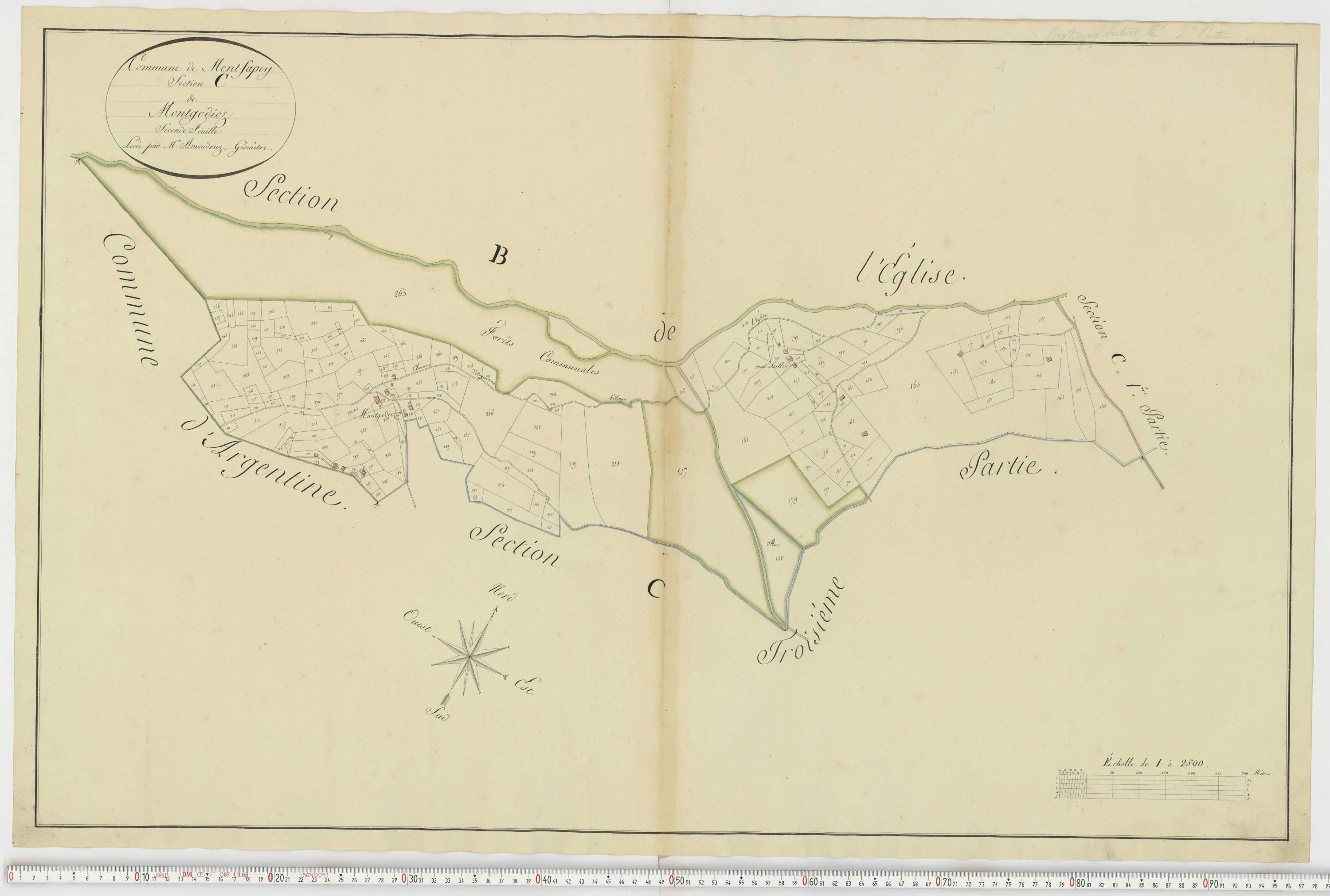 Aiguebelle - Cadastre napoléonien : plan cadastral. - Bonvillaret, Bourgneuf, Chamousset, Saint-Georges-d'Hurtières, Montgilbert, Montsapey, Saint-Pierre-de-Belleville, Randens.
