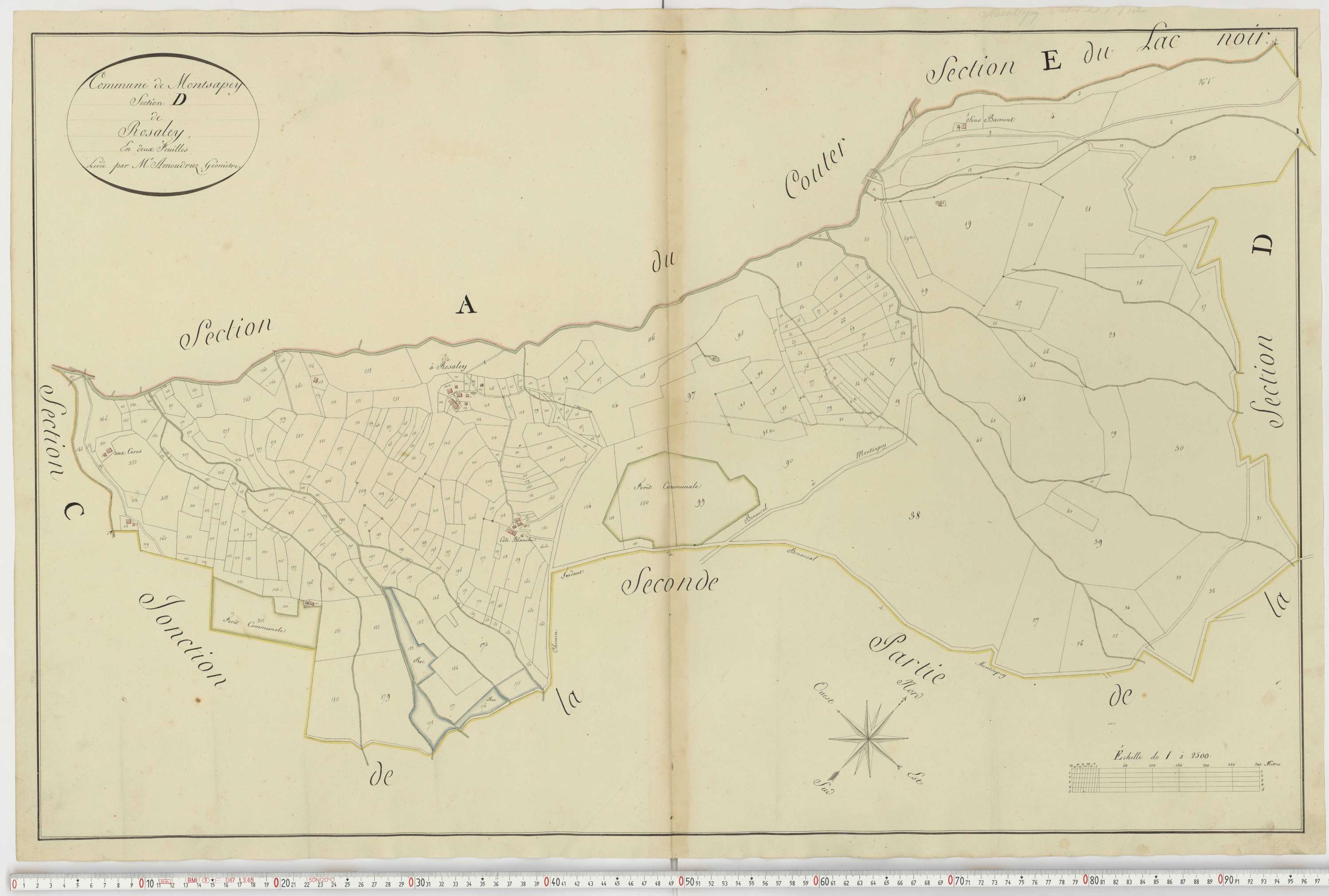 Aiguebelle - Cadastre napoléonien : plan cadastral. - Bonvillaret, Bourgneuf, Chamousset, Saint-Georges-d'Hurtières, Montgilbert, Montsapey, Saint-Pierre-de-Belleville, Randens.