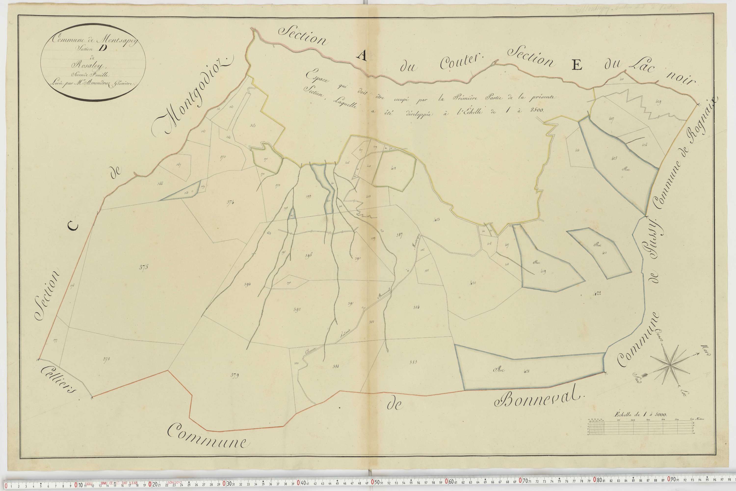 Aiguebelle - Cadastre napoléonien : plan cadastral. - Bonvillaret, Bourgneuf, Chamousset, Saint-Georges-d'Hurtières, Montgilbert, Montsapey, Saint-Pierre-de-Belleville, Randens.
