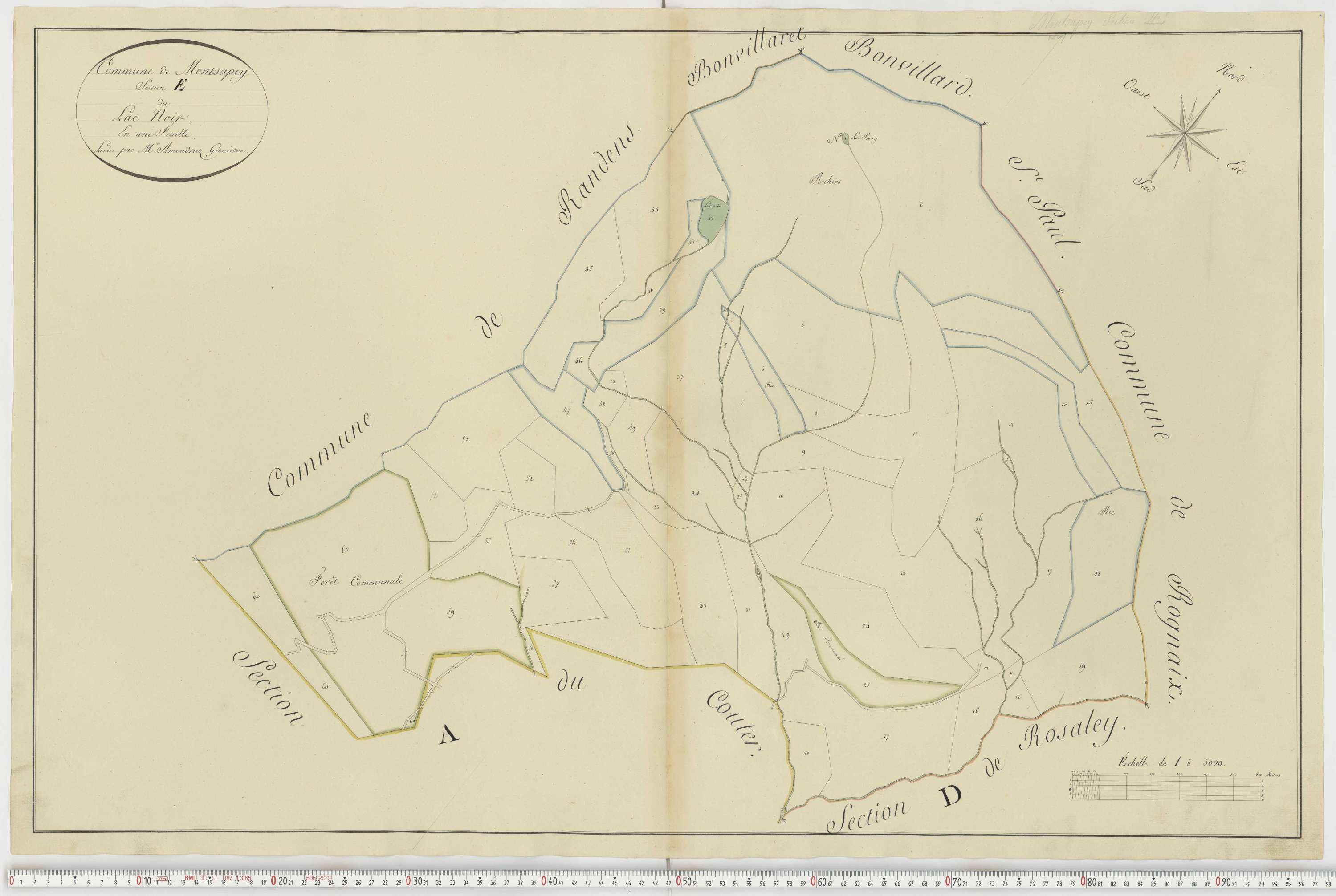 Aiguebelle - Cadastre napoléonien : plan cadastral. - Bonvillaret, Bourgneuf, Chamousset, Saint-Georges-d'Hurtières, Montgilbert, Montsapey, Saint-Pierre-de-Belleville, Randens.