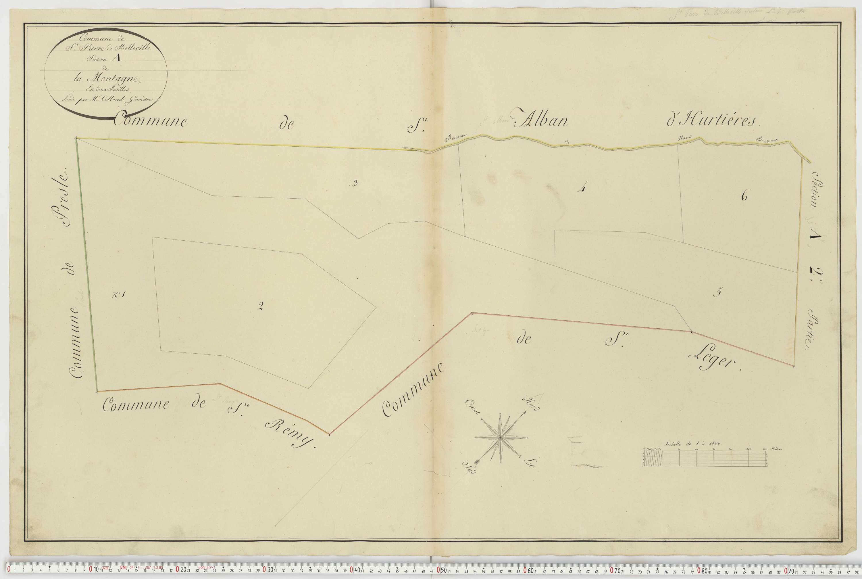 Aiguebelle - Cadastre napoléonien : plan cadastral. - Bonvillaret, Bourgneuf, Chamousset, Saint-Georges-d'Hurtières, Montgilbert, Montsapey, Saint-Pierre-de-Belleville, Randens.