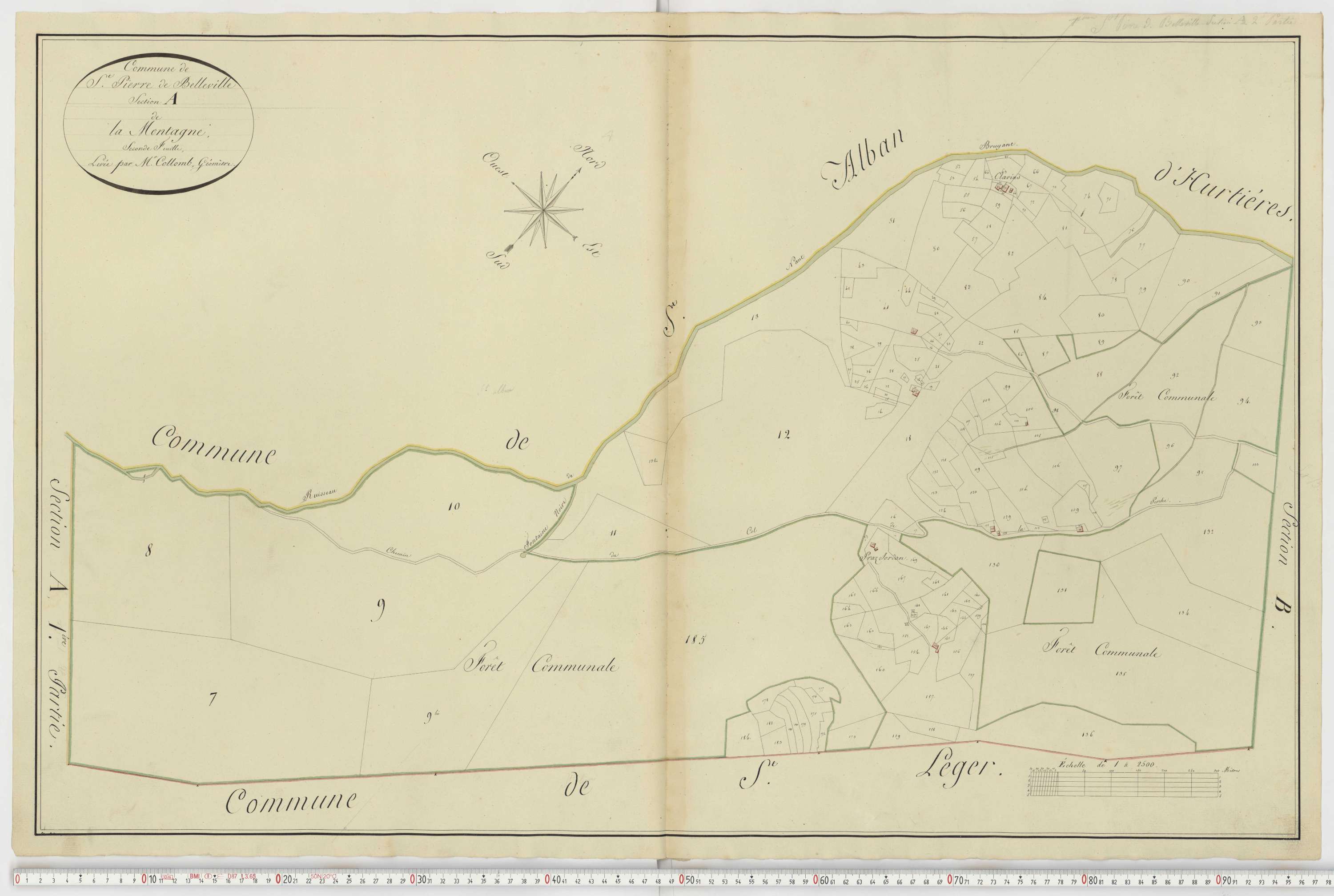 Aiguebelle - Cadastre napoléonien : plan cadastral. - Bonvillaret, Bourgneuf, Chamousset, Saint-Georges-d'Hurtières, Montgilbert, Montsapey, Saint-Pierre-de-Belleville, Randens.
