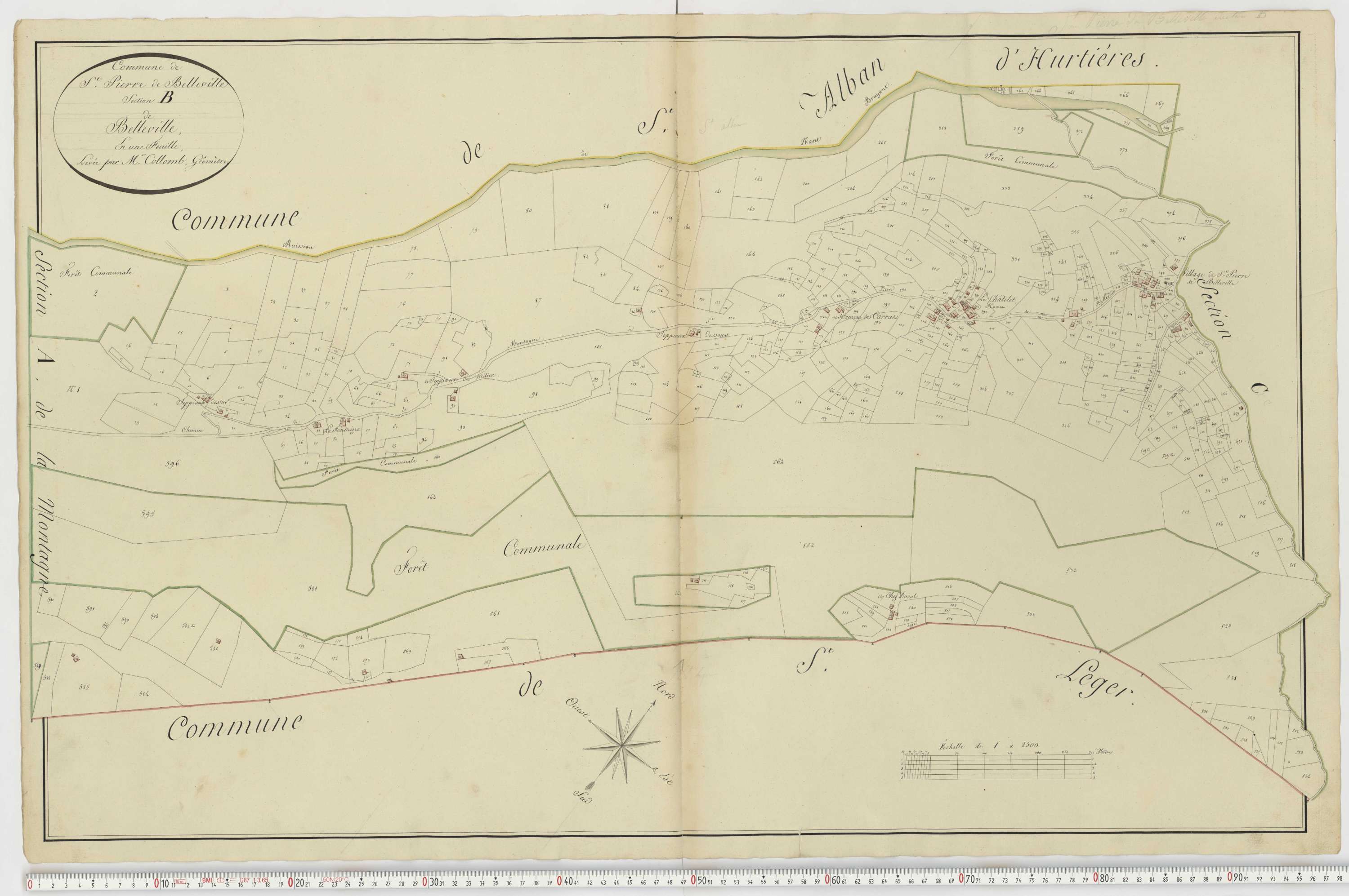 Aiguebelle - Cadastre napoléonien : plan cadastral. - Bonvillaret, Bourgneuf, Chamousset, Saint-Georges-d'Hurtières, Montgilbert, Montsapey, Saint-Pierre-de-Belleville, Randens.
