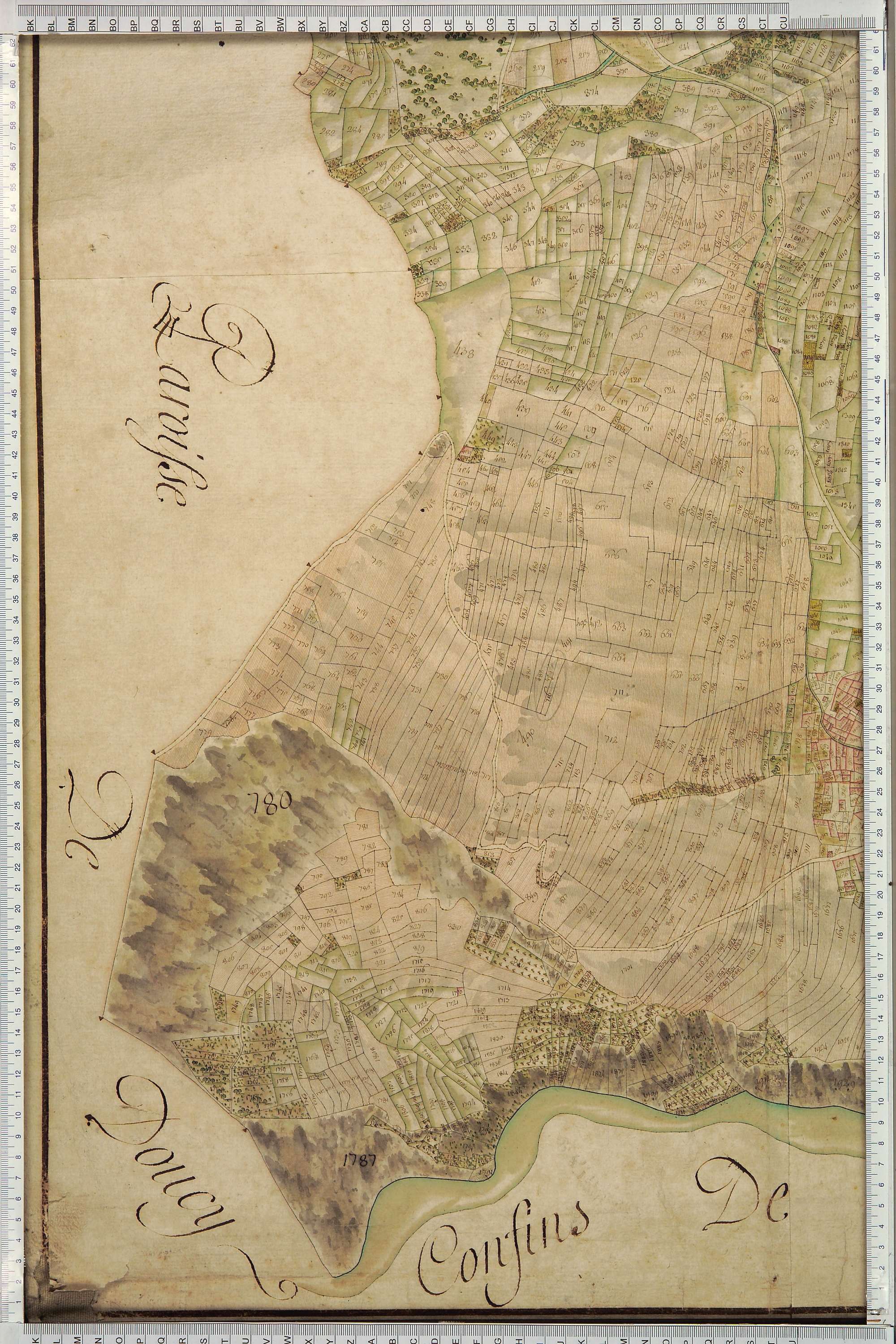 Aigueblanche - Copie de la mappe originale (plan cadastral) de la commune de Saint-Oyen. Signée Cocelli, directeur de la péréquation générale.