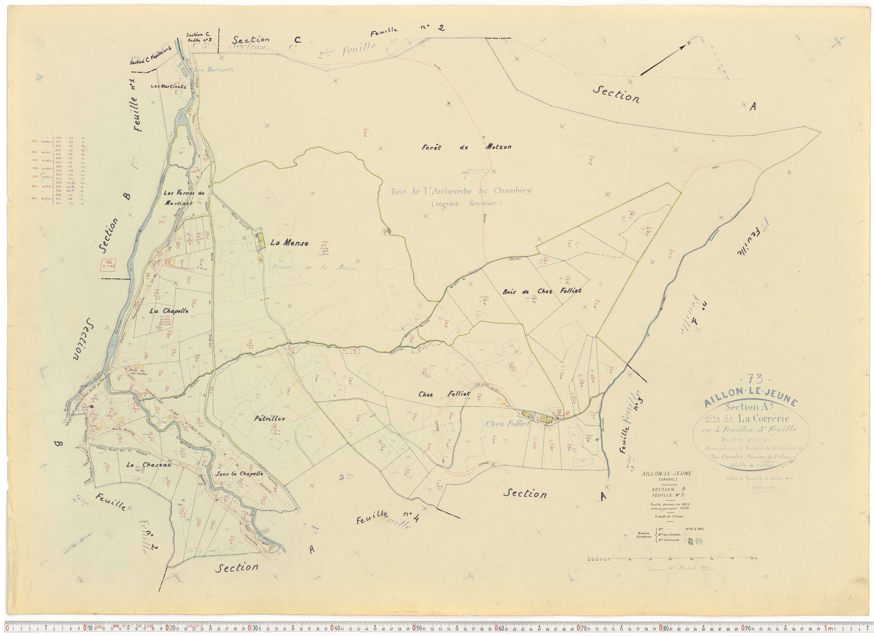 Aillon-le-Jeune - Cadastre rénové version de travail (1970).