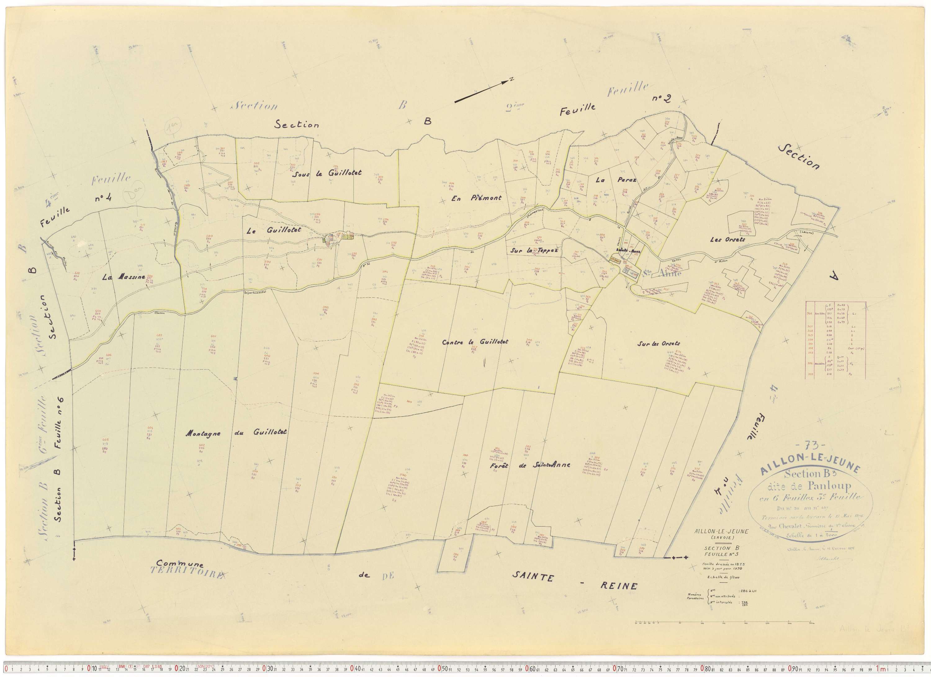 Aillon-le-Jeune - Cadastre rénové version de travail (1970).