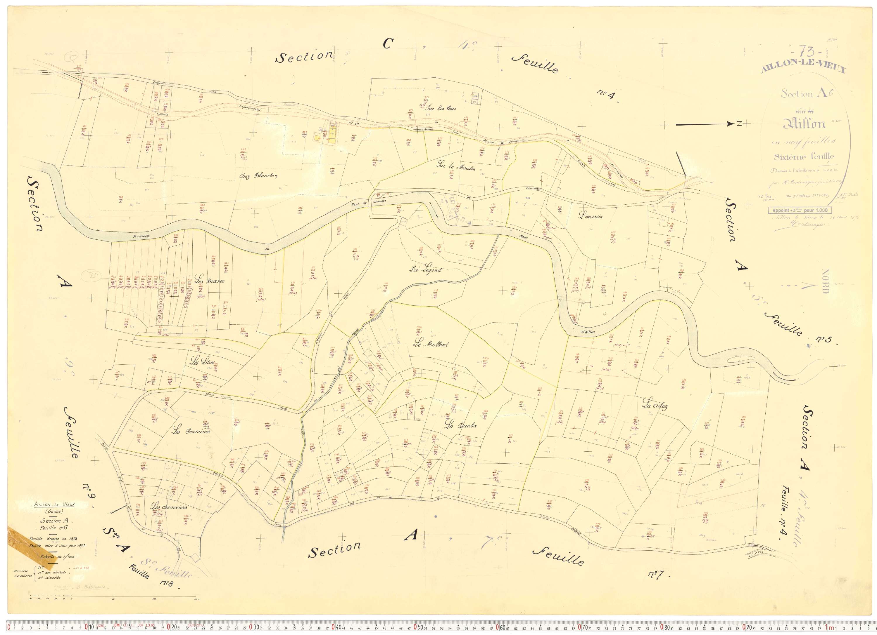 Aillon-le-Vieux - Cadastre rénové version de travail (1962).