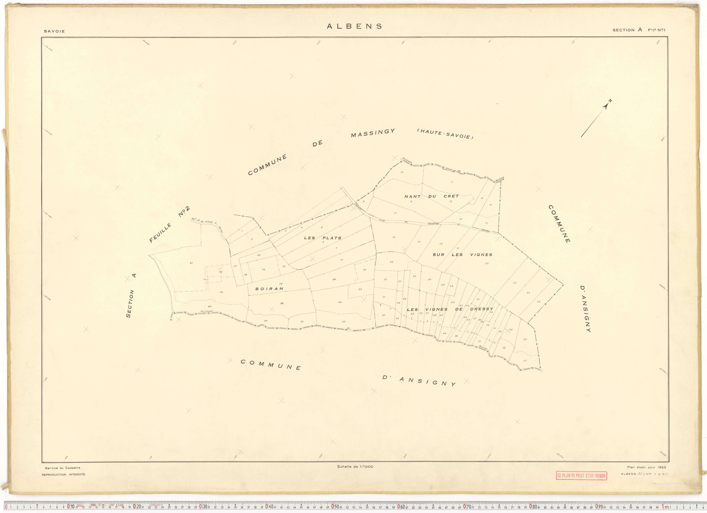 Albens - Cadastre rénové (1953), cadastre remembré (1988).
