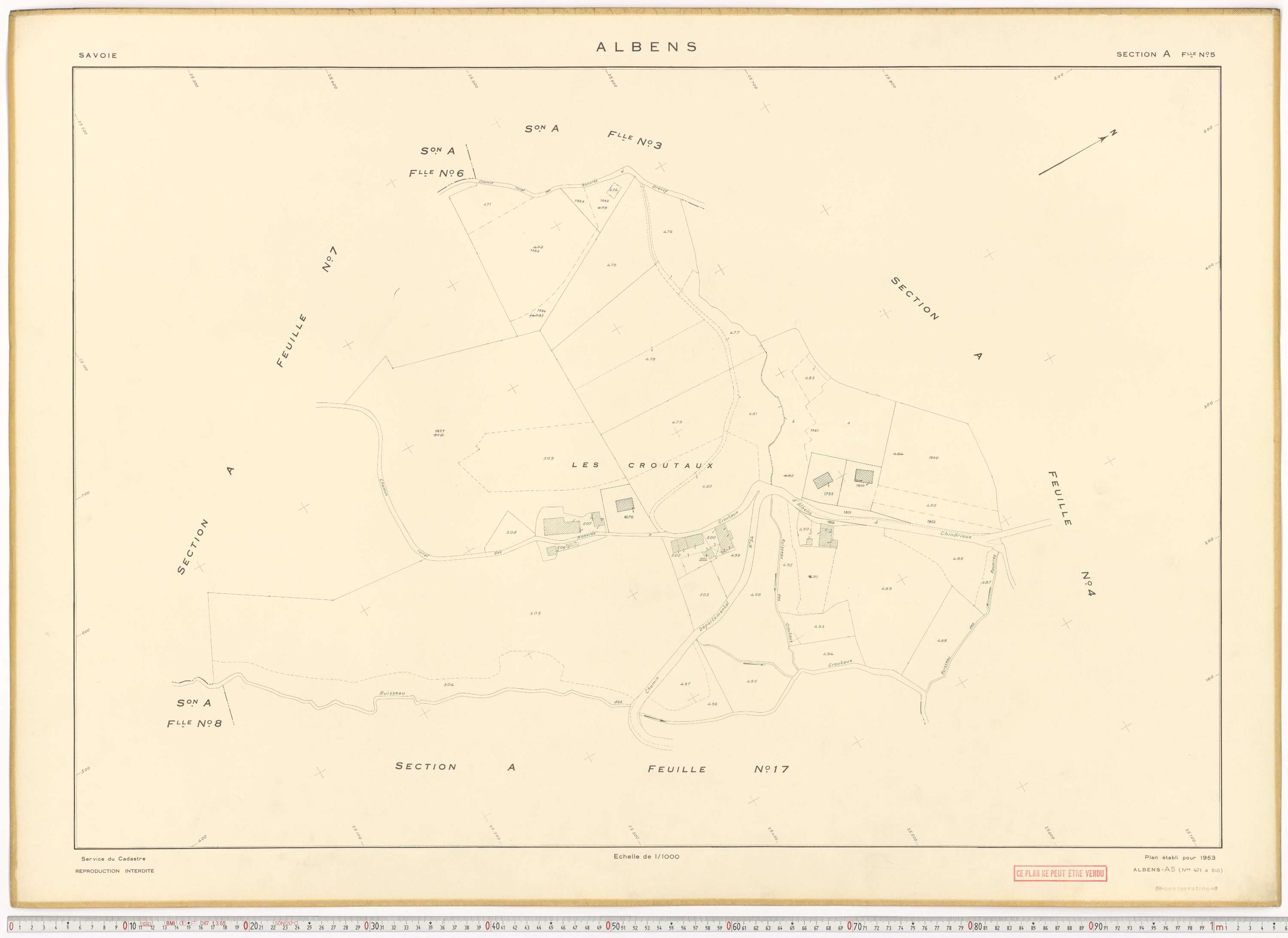 Albens - Cadastre rénové (1953), cadastre remembré (1988).