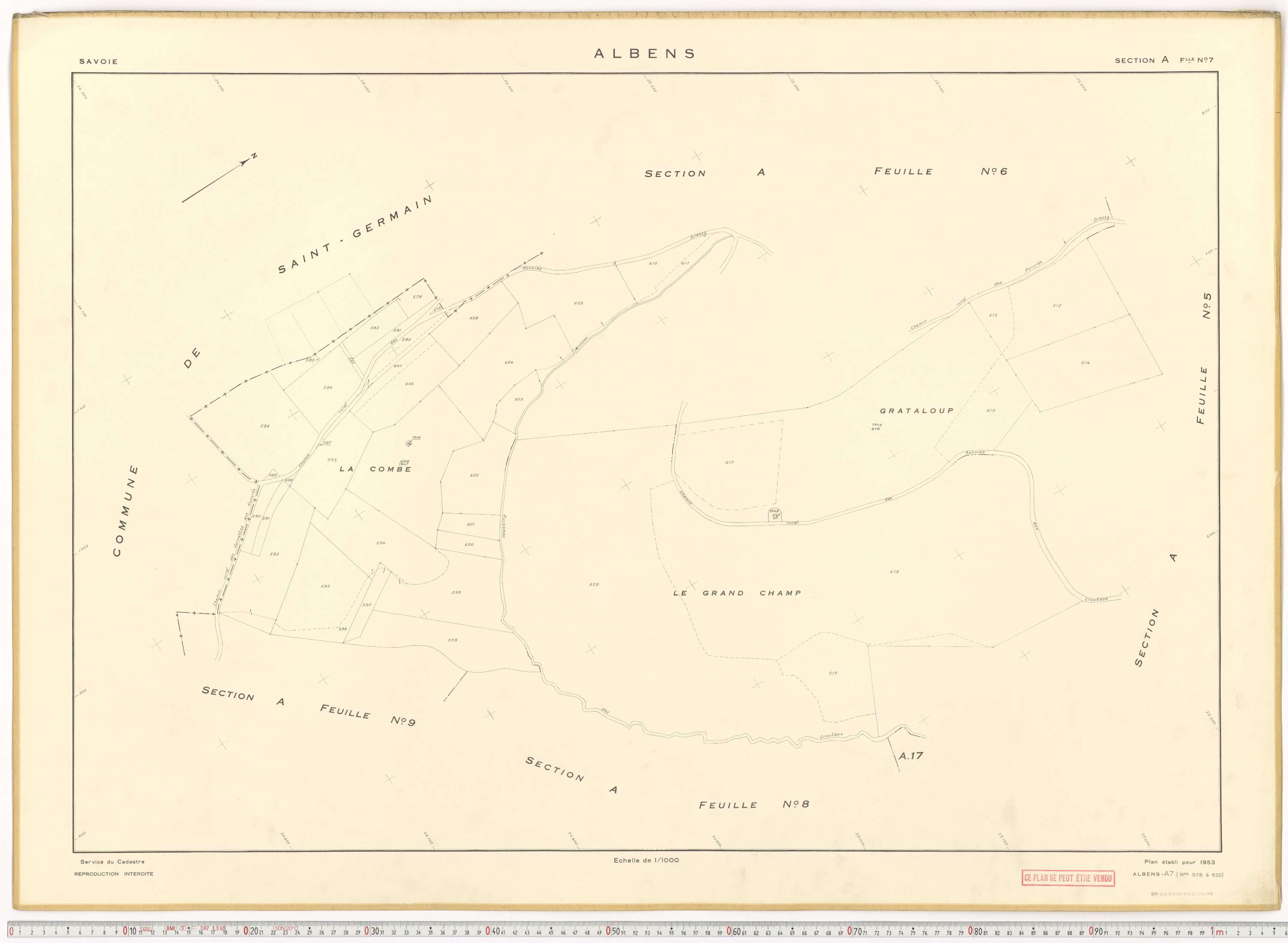 Albens - Cadastre rénové (1953), cadastre remembré (1988).