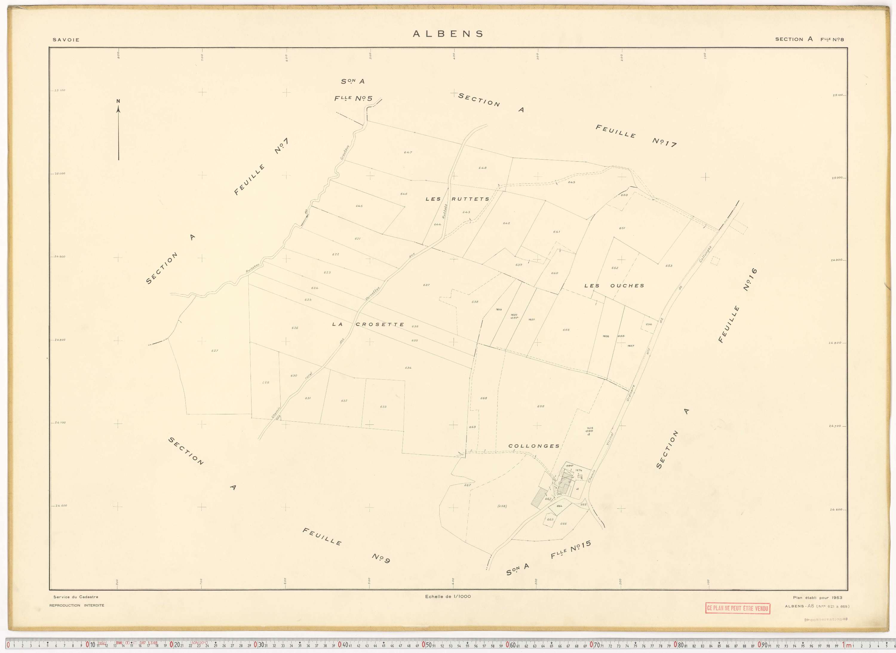 Albens - Cadastre rénové (1953), cadastre remembré (1988).