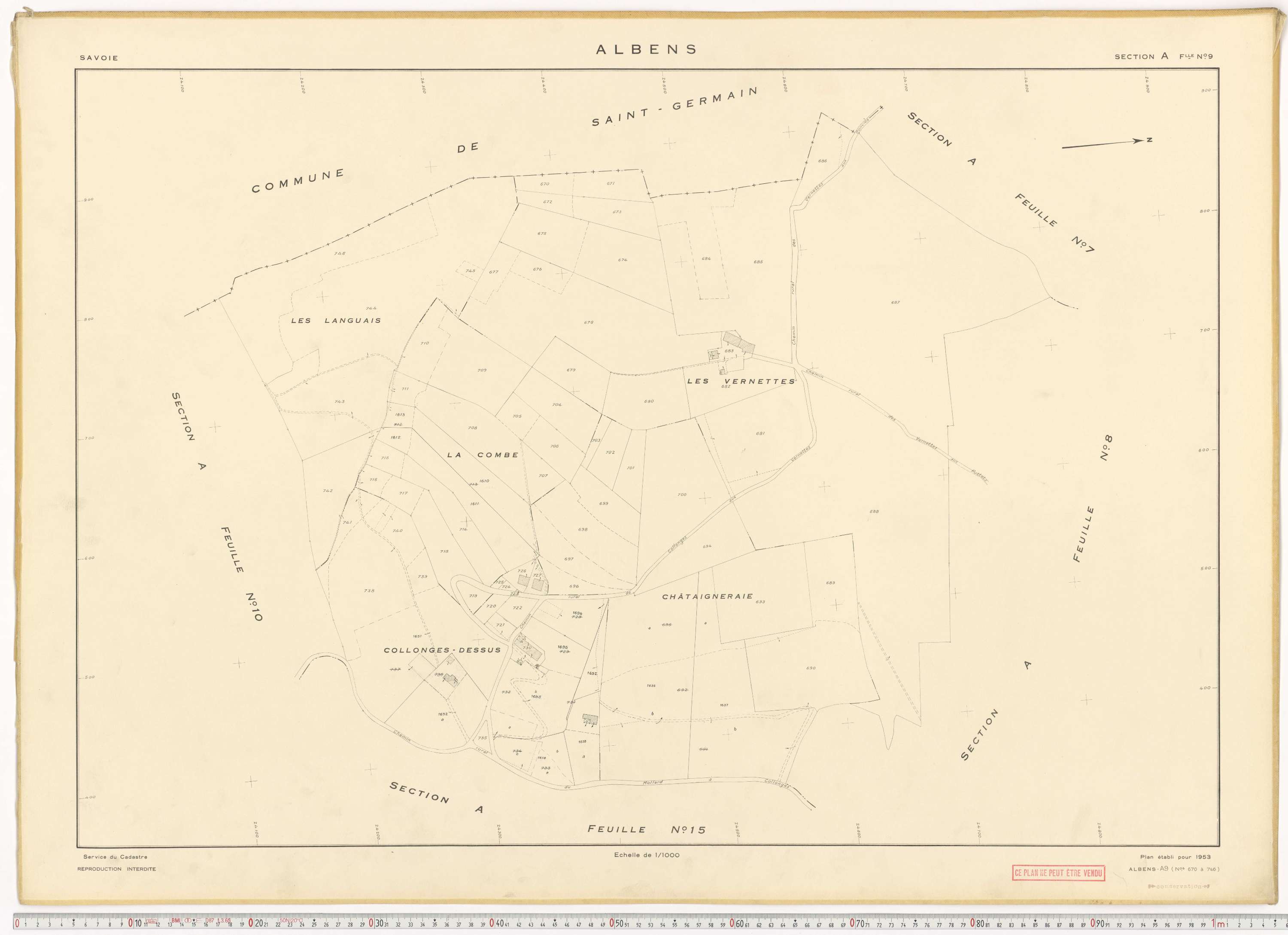 Albens - Cadastre rénové (1953), cadastre remembré (1988).