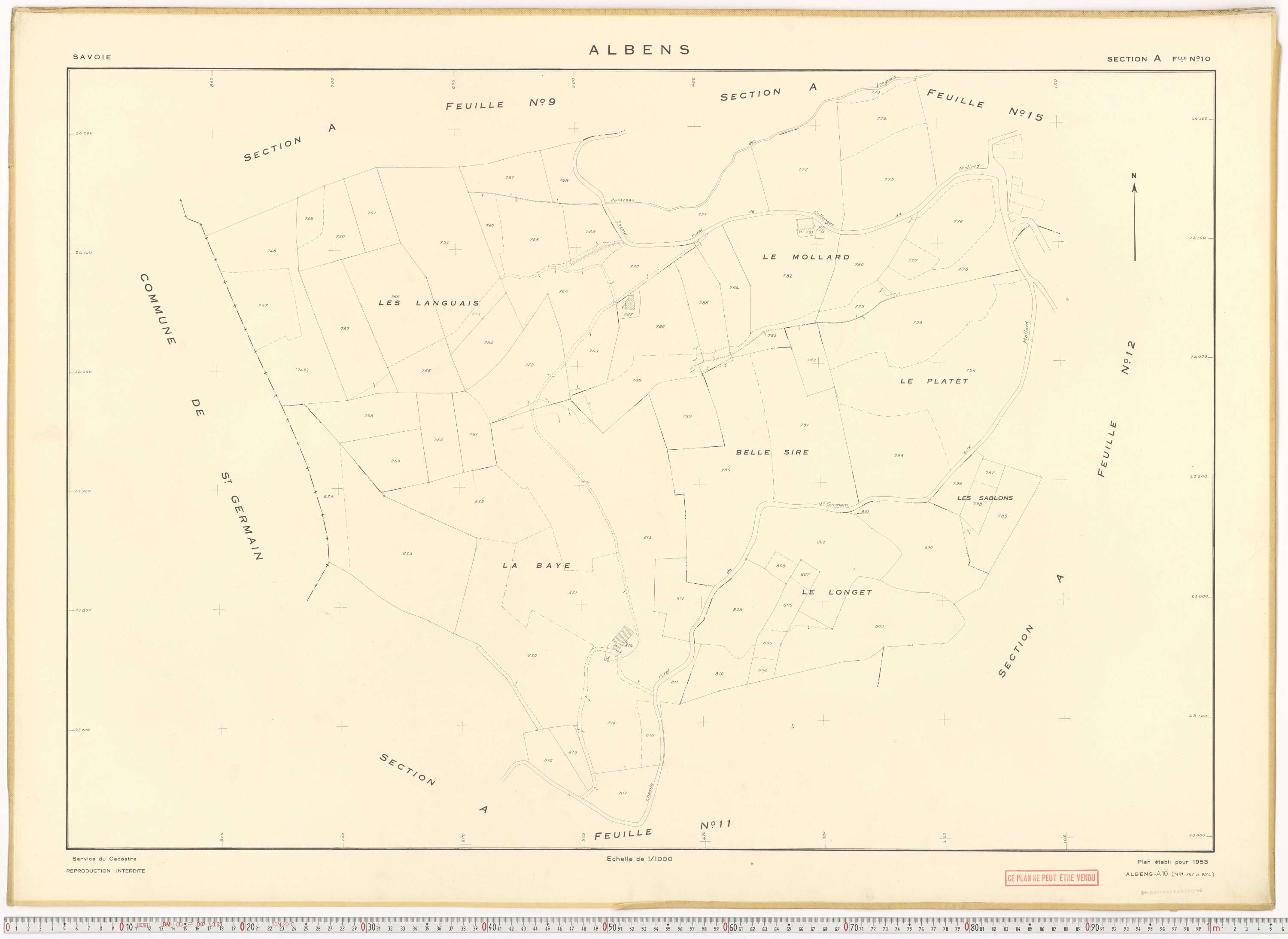 Albens - Cadastre rénové (1953), cadastre remembré (1988).