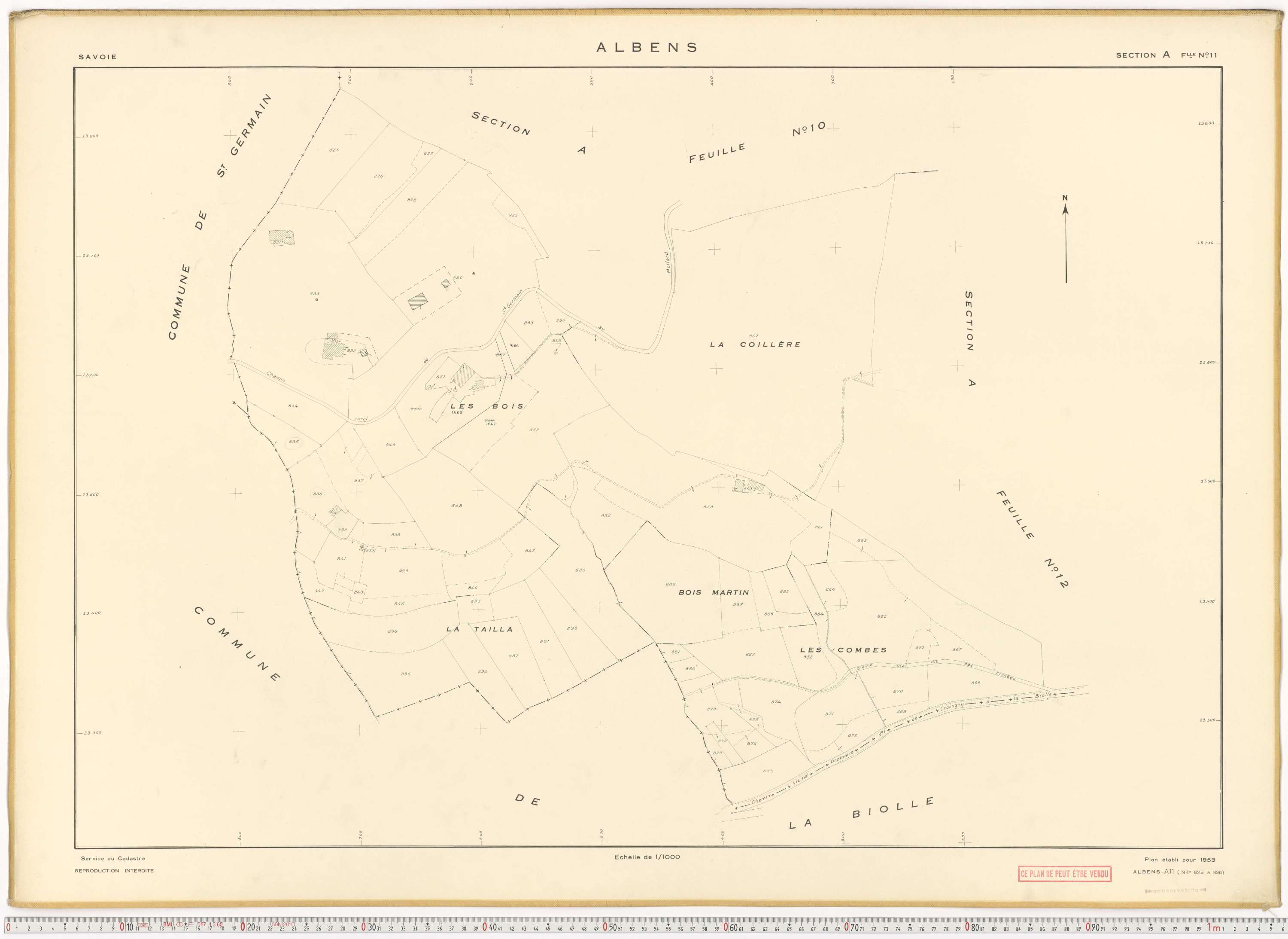 Albens - Cadastre rénové (1953), cadastre remembré (1988).