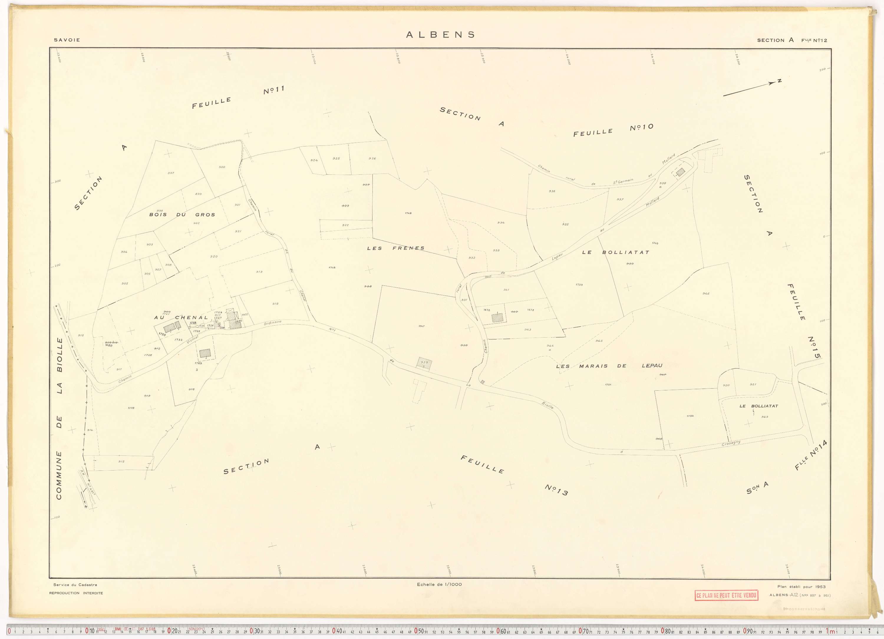 Albens - Cadastre rénové (1953), cadastre remembré (1988).