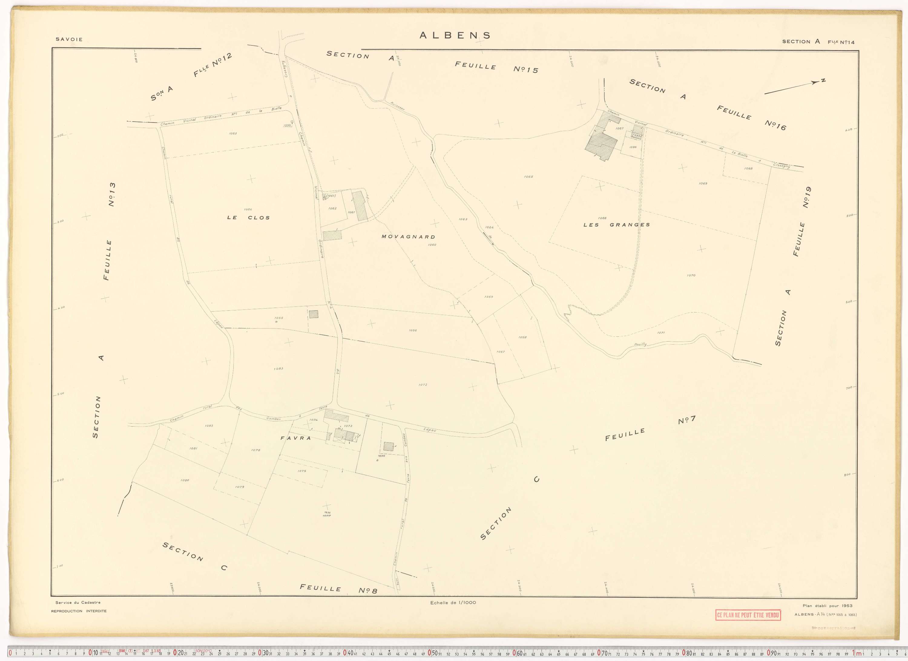 Albens - Cadastre rénové (1953), cadastre remembré (1988).