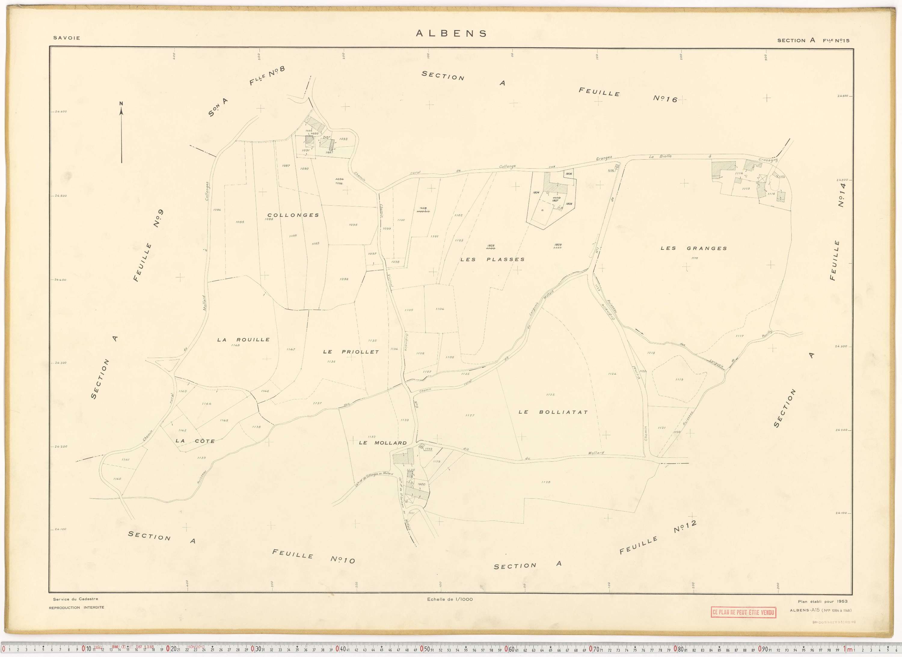 Albens - Cadastre rénové (1953), cadastre remembré (1988).