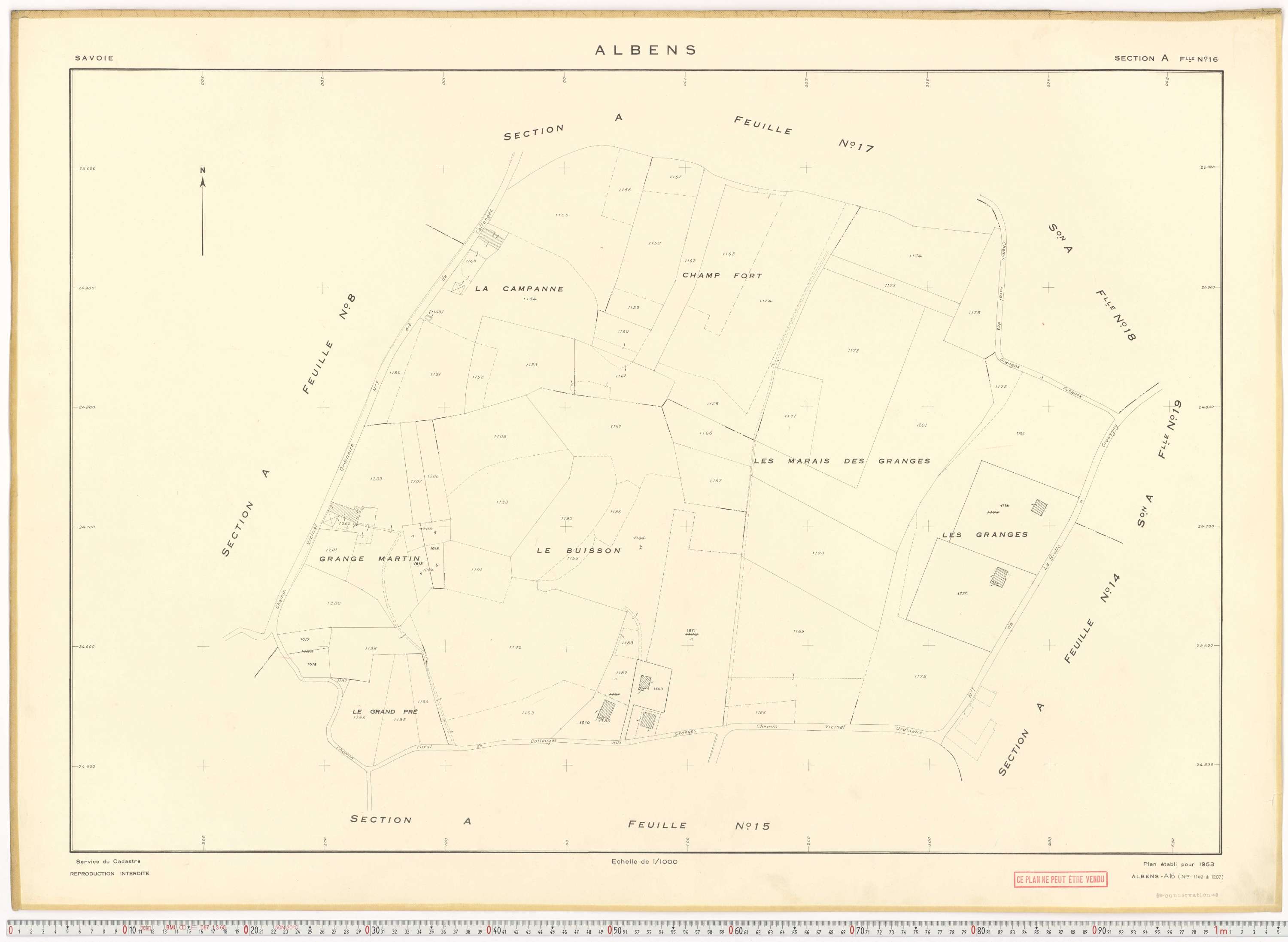 Albens - Cadastre rénové (1953), cadastre remembré (1988).