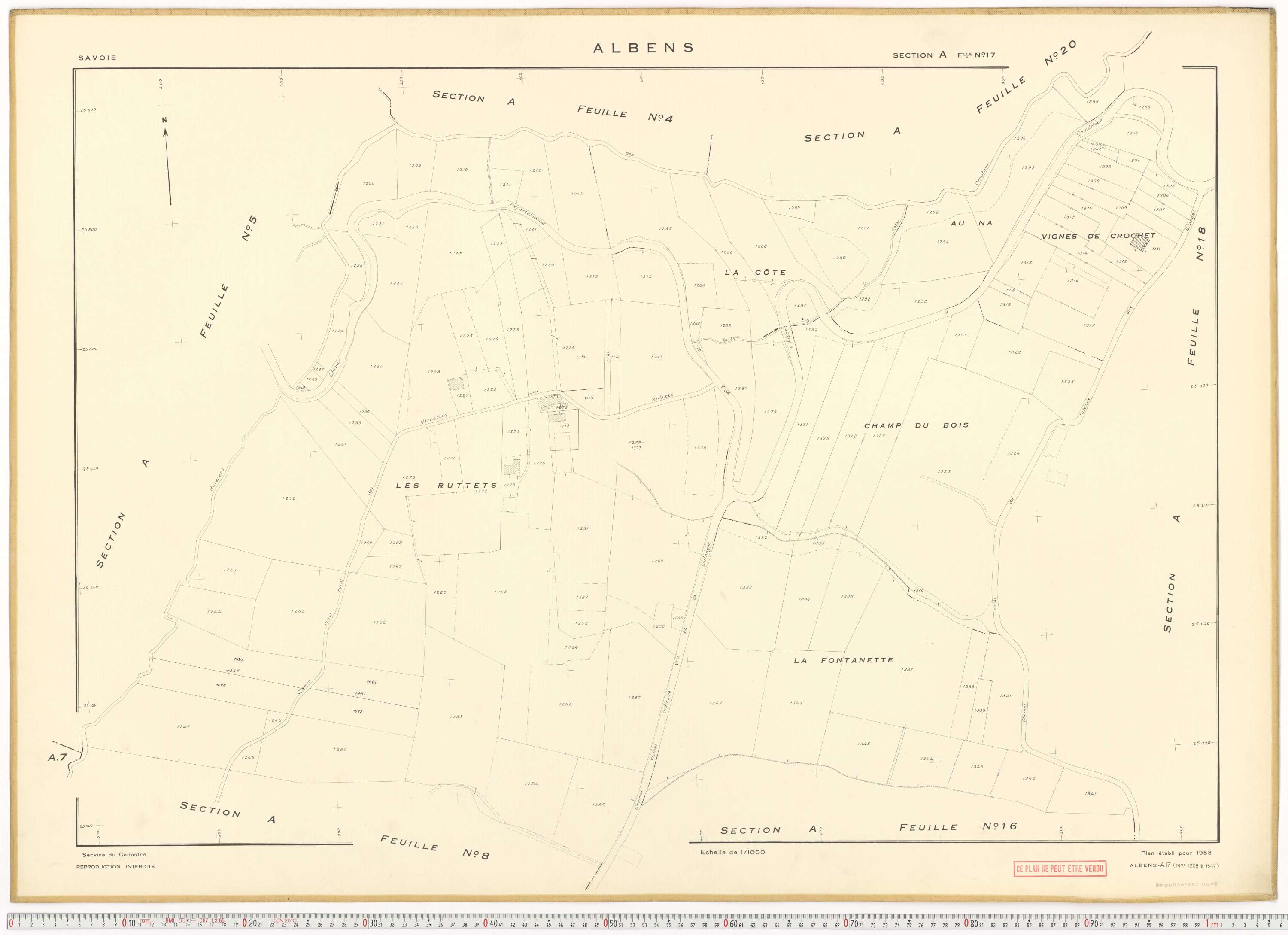 Albens - Cadastre rénové (1953), cadastre remembré (1988).