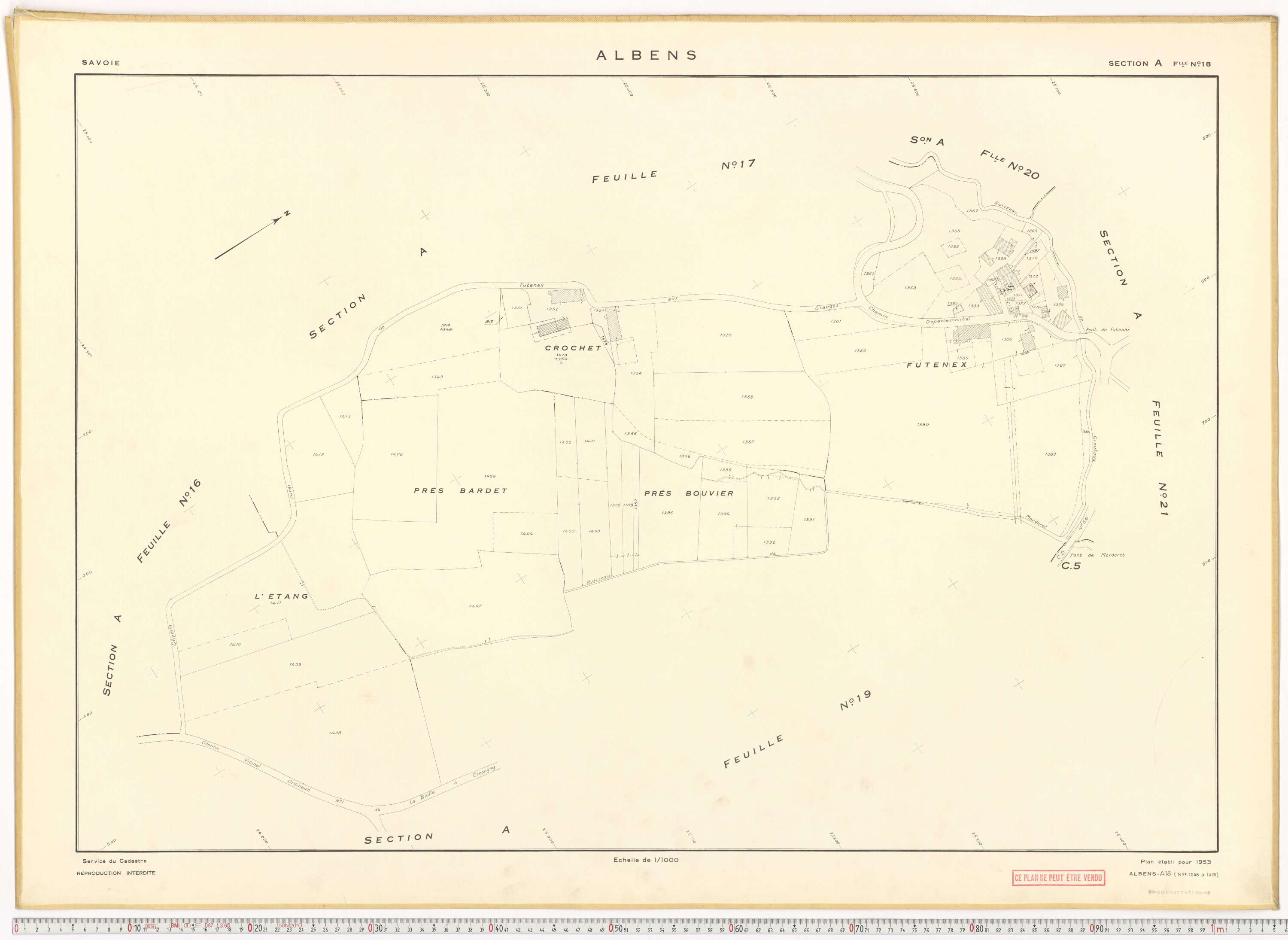 Albens - Cadastre rénové (1953), cadastre remembré (1988).