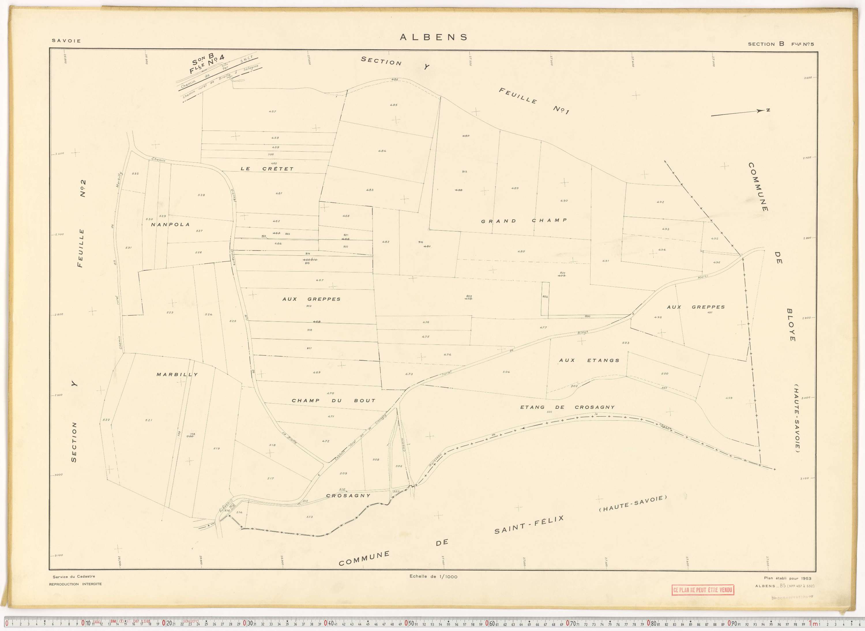 Albens - Cadastre rénové (1953), cadastre remembré (1988).