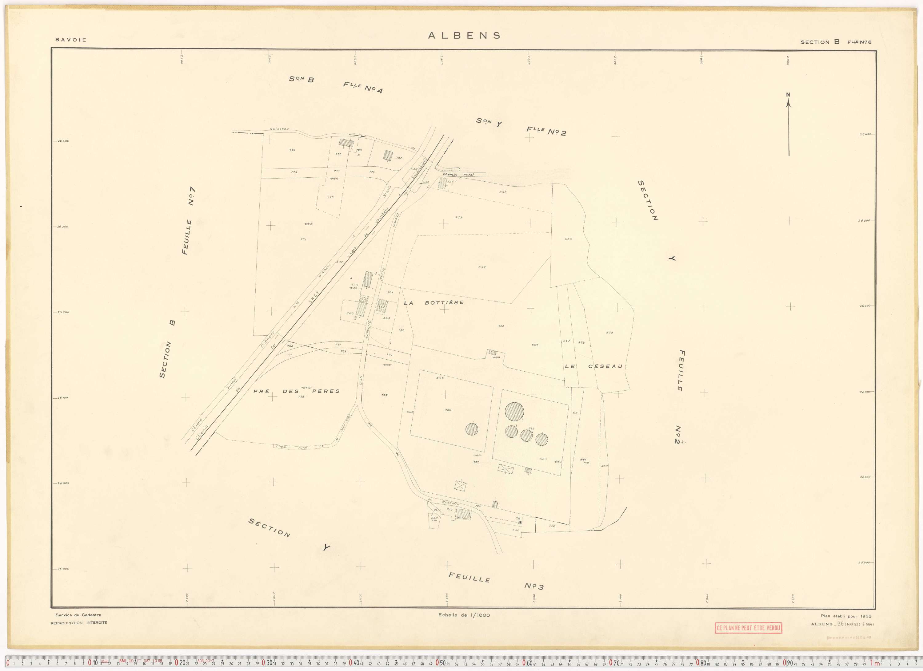 Albens - Cadastre rénové (1953), cadastre remembré (1988).