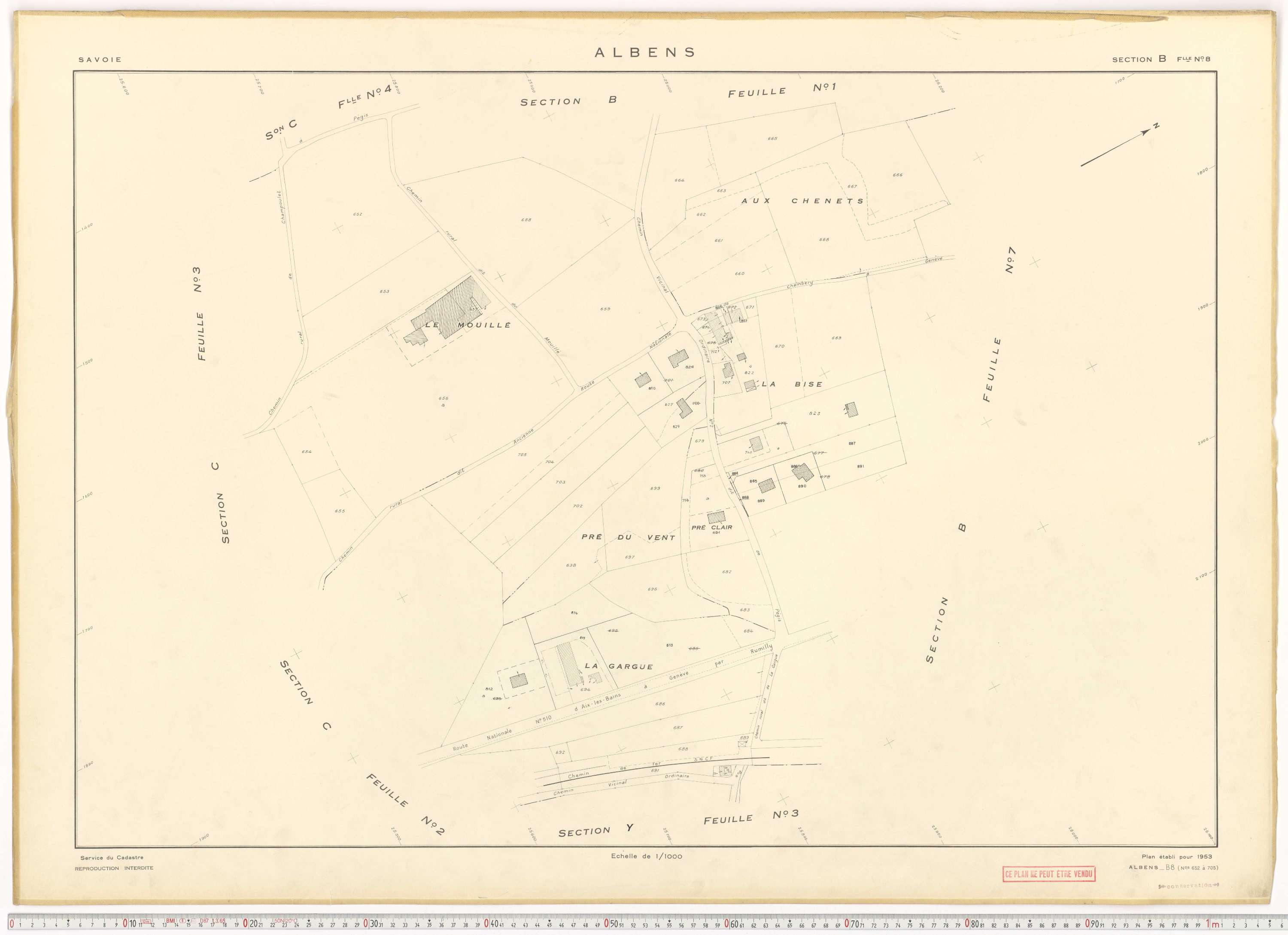Albens - Cadastre rénové (1953), cadastre remembré (1988).