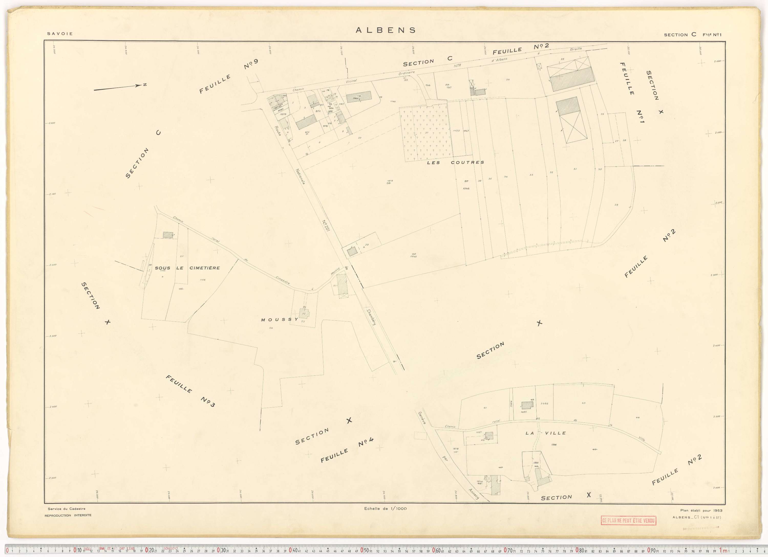 Albens - Cadastre rénové (1953), cadastre remembré (1988).