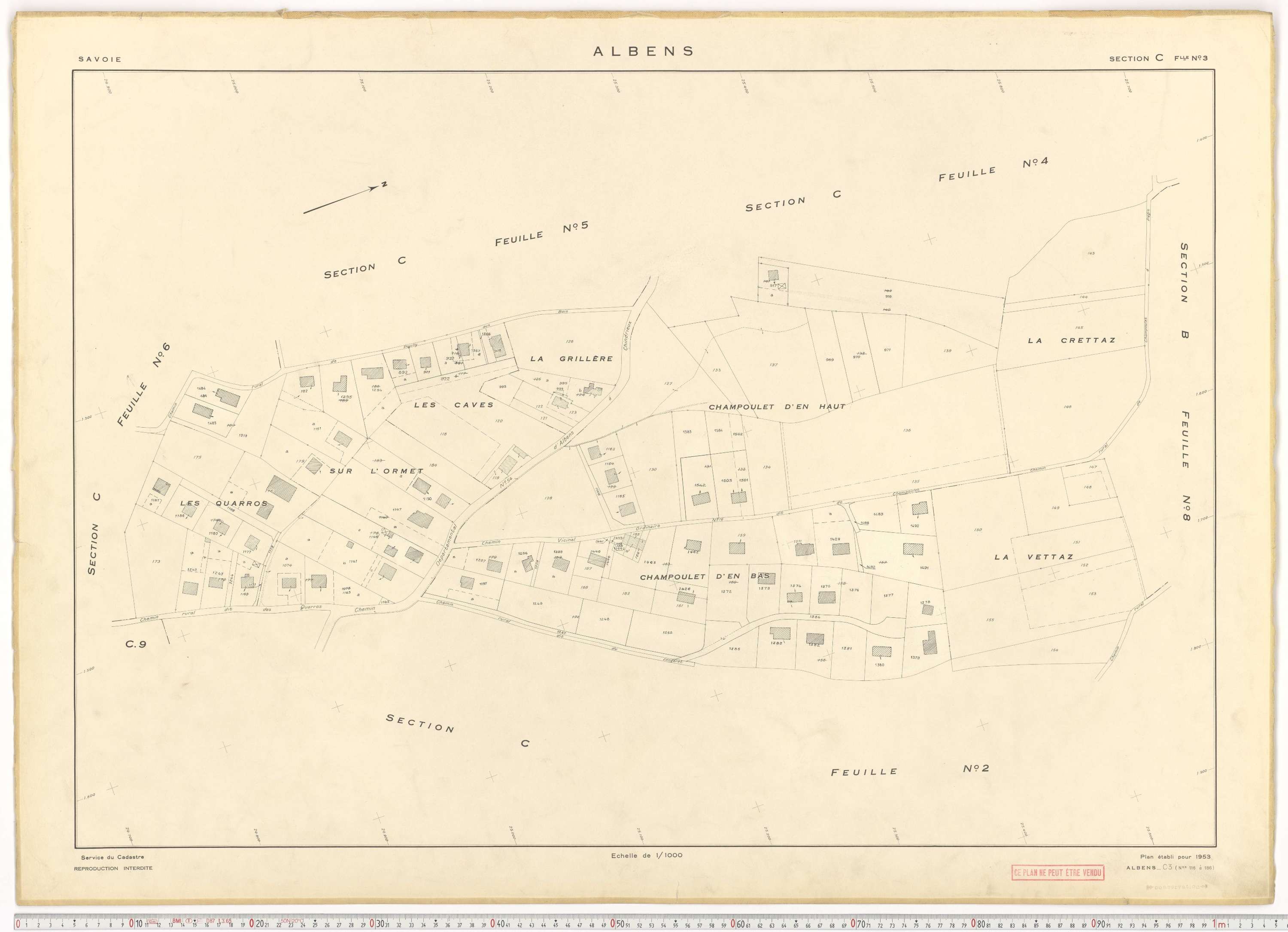 Albens - Cadastre rénové (1953), cadastre remembré (1988).