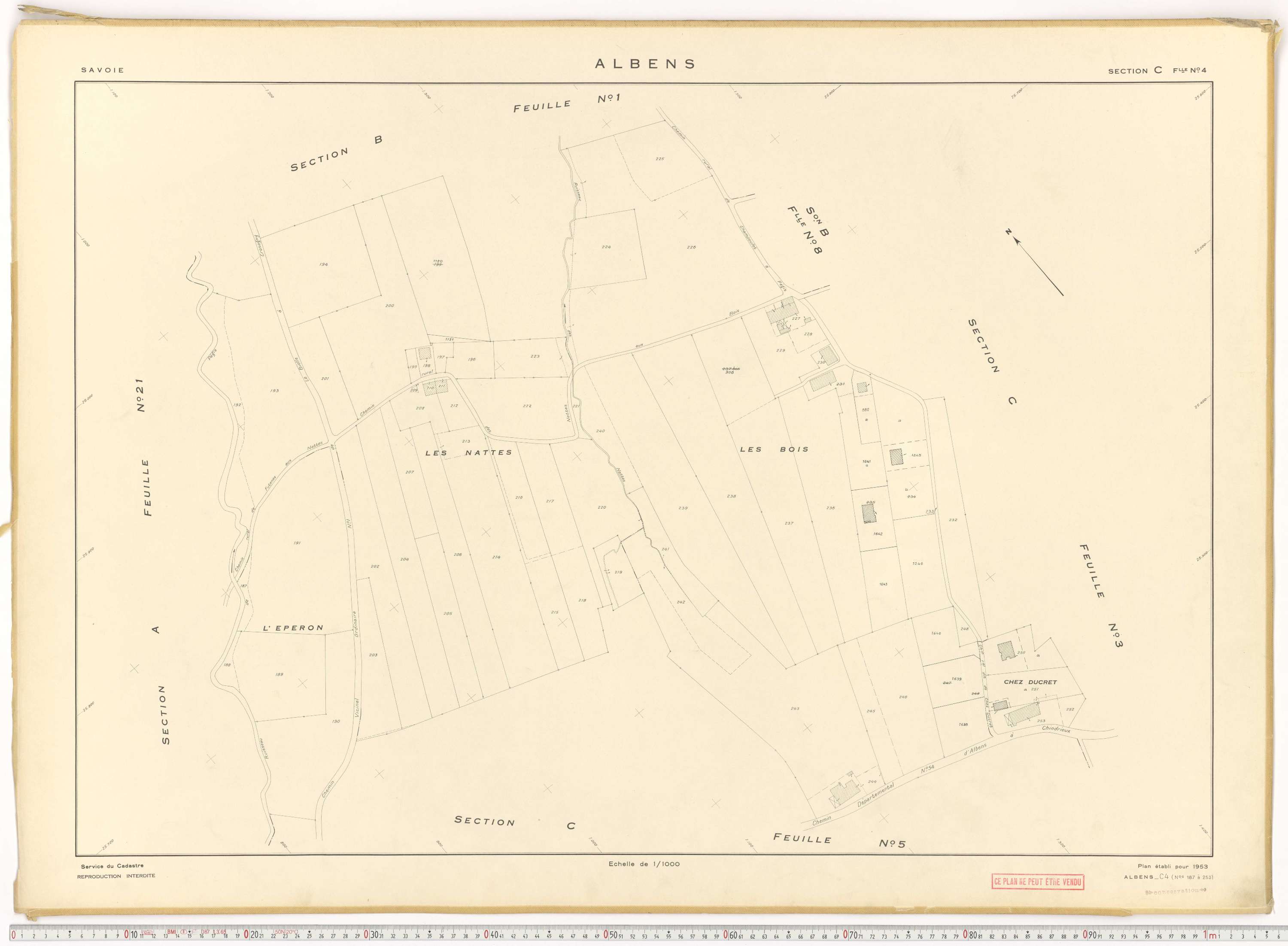 Albens - Cadastre rénové (1953), cadastre remembré (1988).