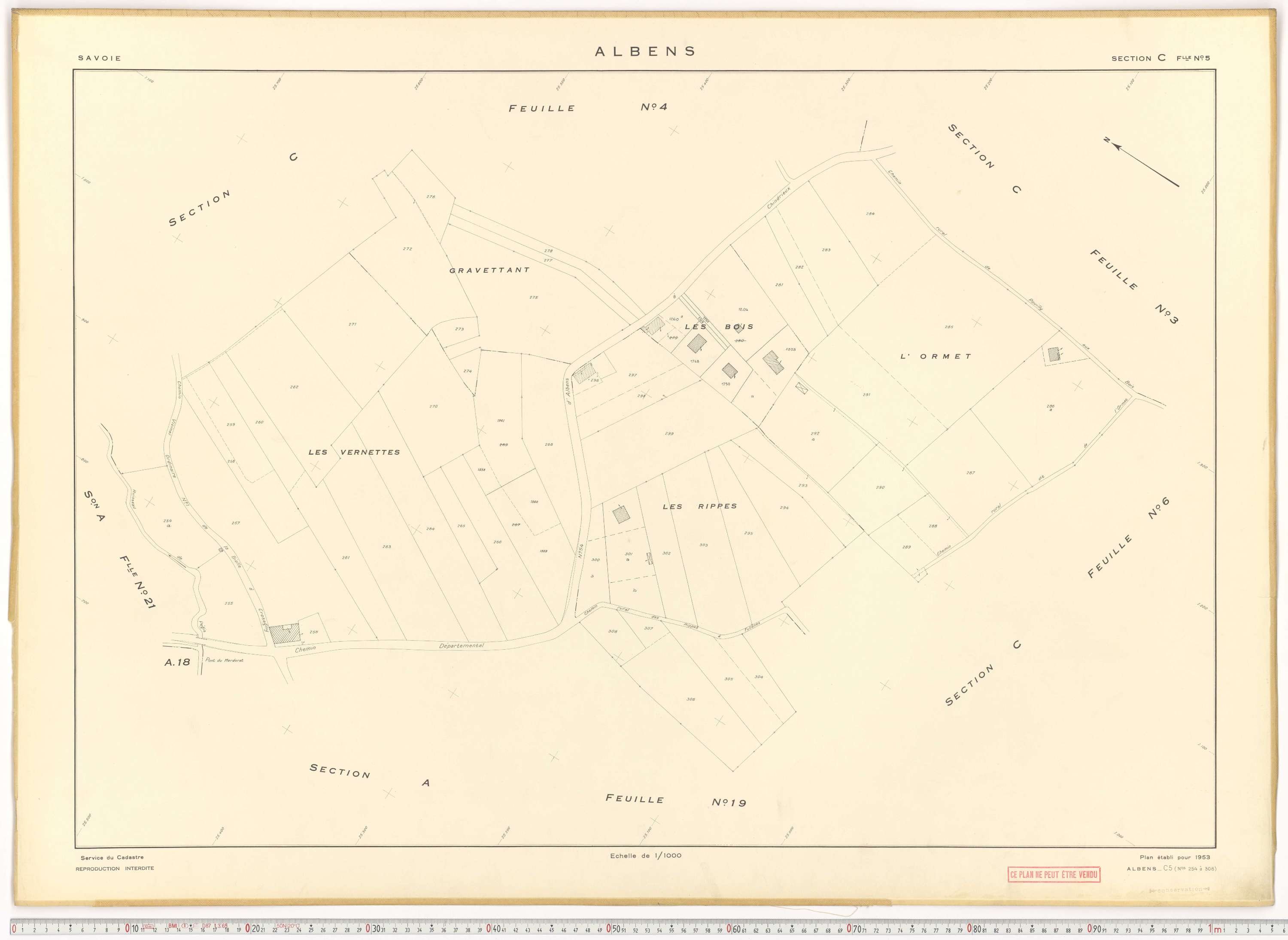 Albens - Cadastre rénové (1953), cadastre remembré (1988).