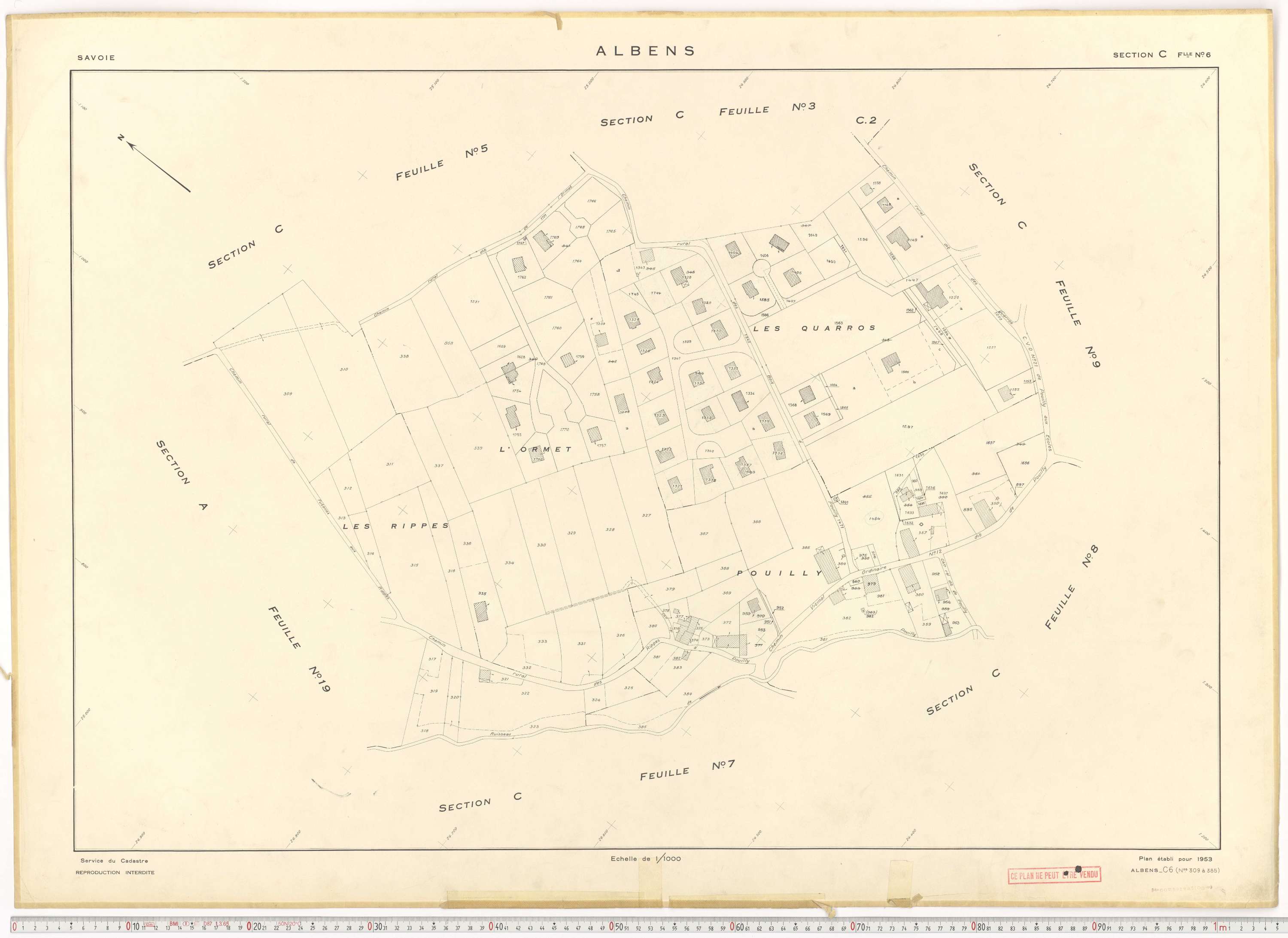 Albens - Cadastre rénové (1953), cadastre remembré (1988).