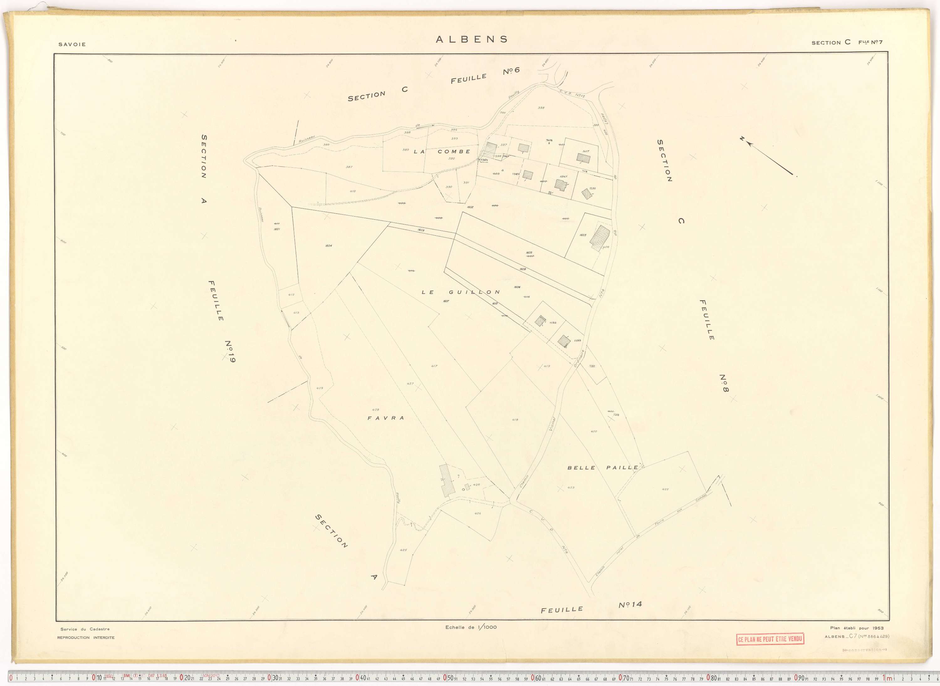 Albens - Cadastre rénové (1953), cadastre remembré (1988).