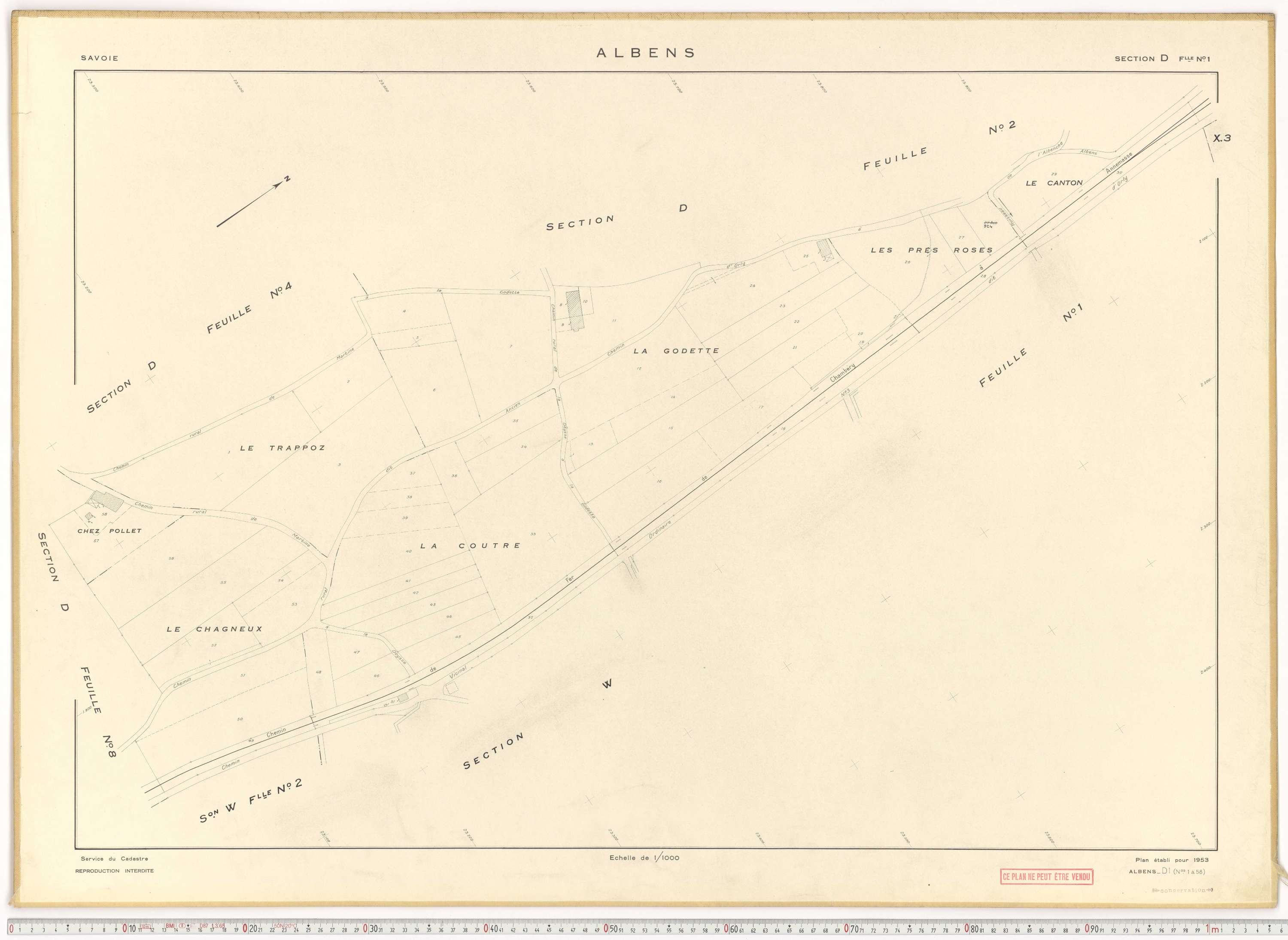 Albens - Cadastre rénové (1953), cadastre remembré (1988).