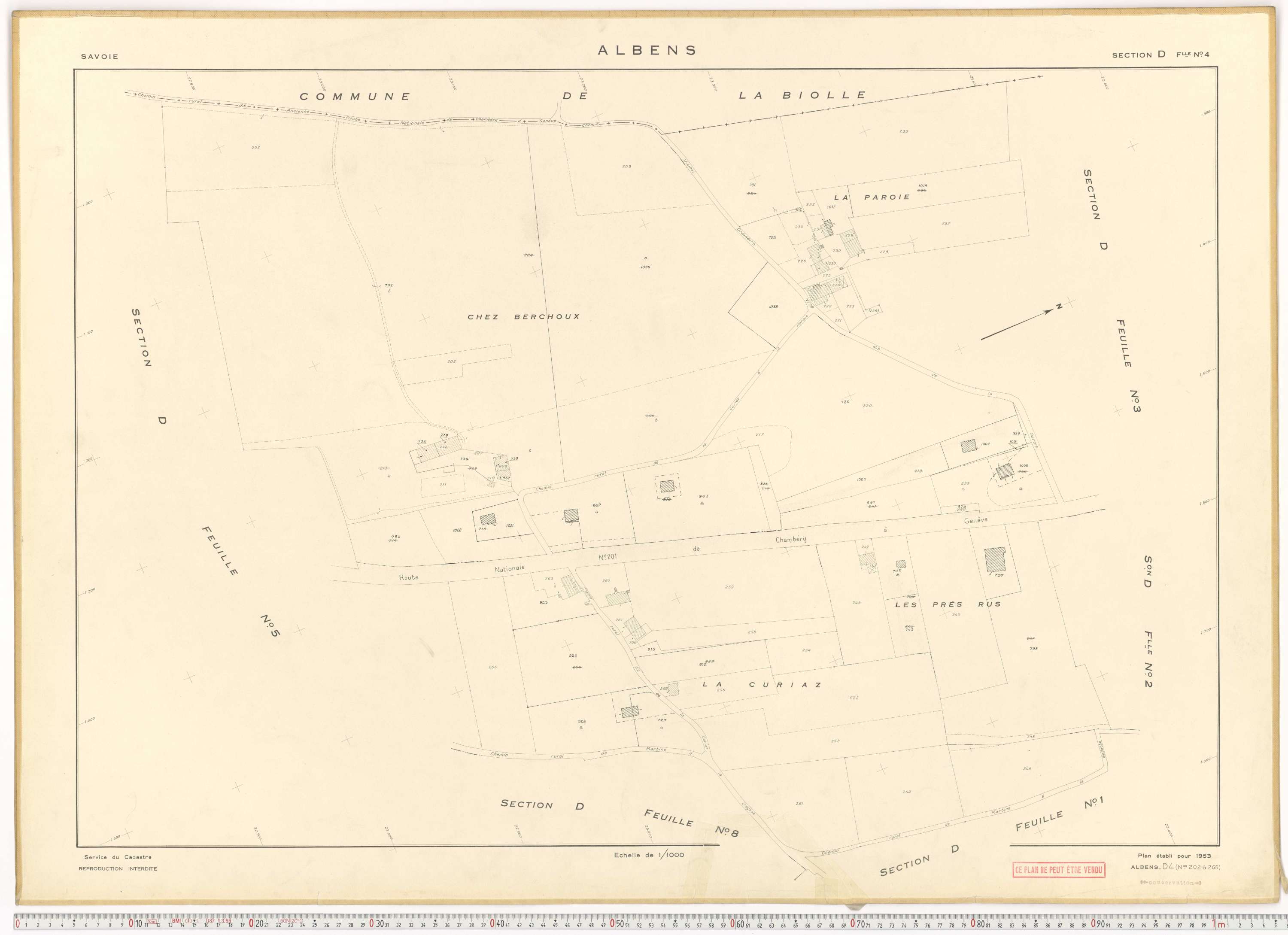 Albens - Cadastre rénové (1953), cadastre remembré (1988).