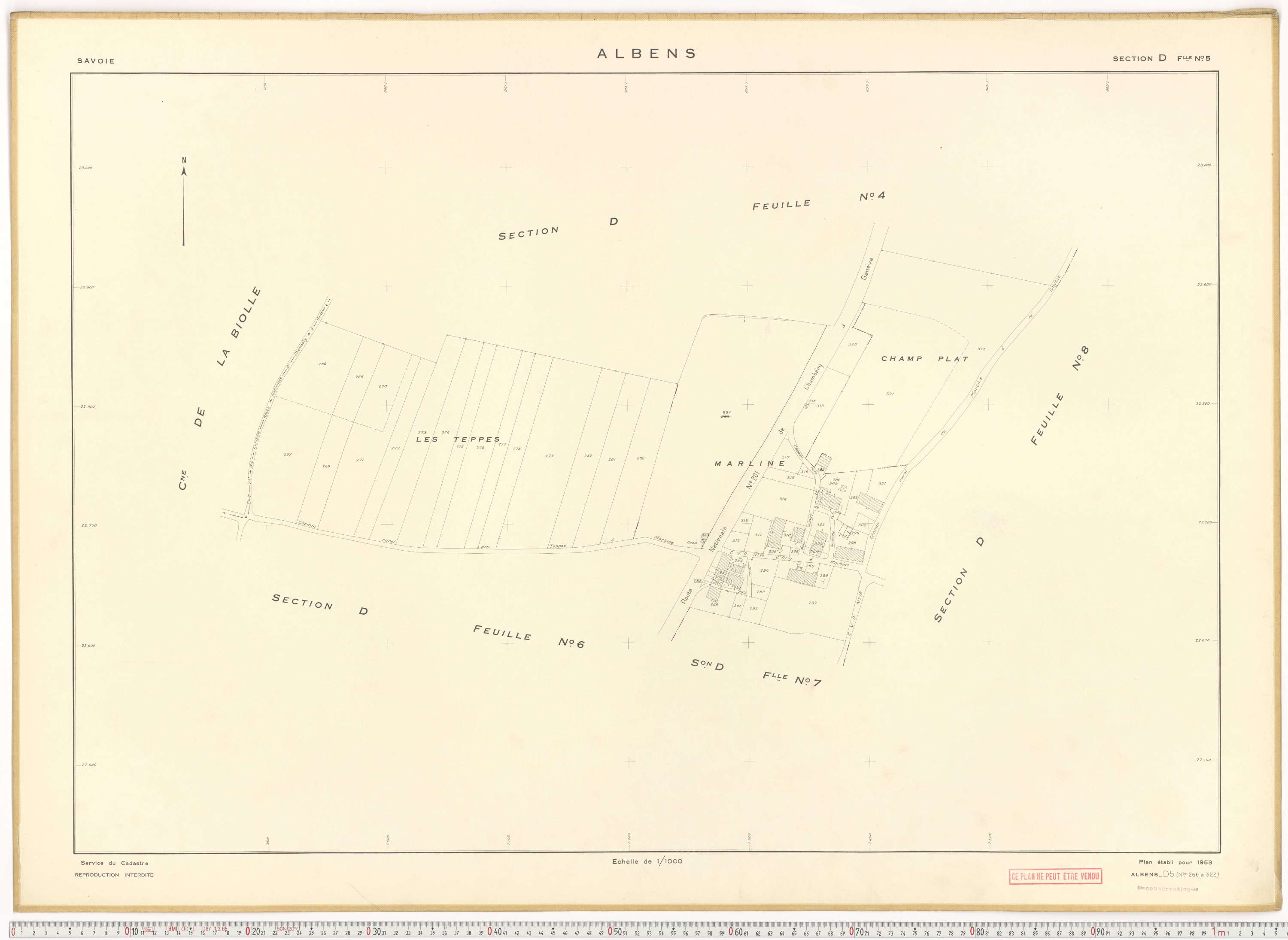 Albens - Cadastre rénové (1953), cadastre remembré (1988).