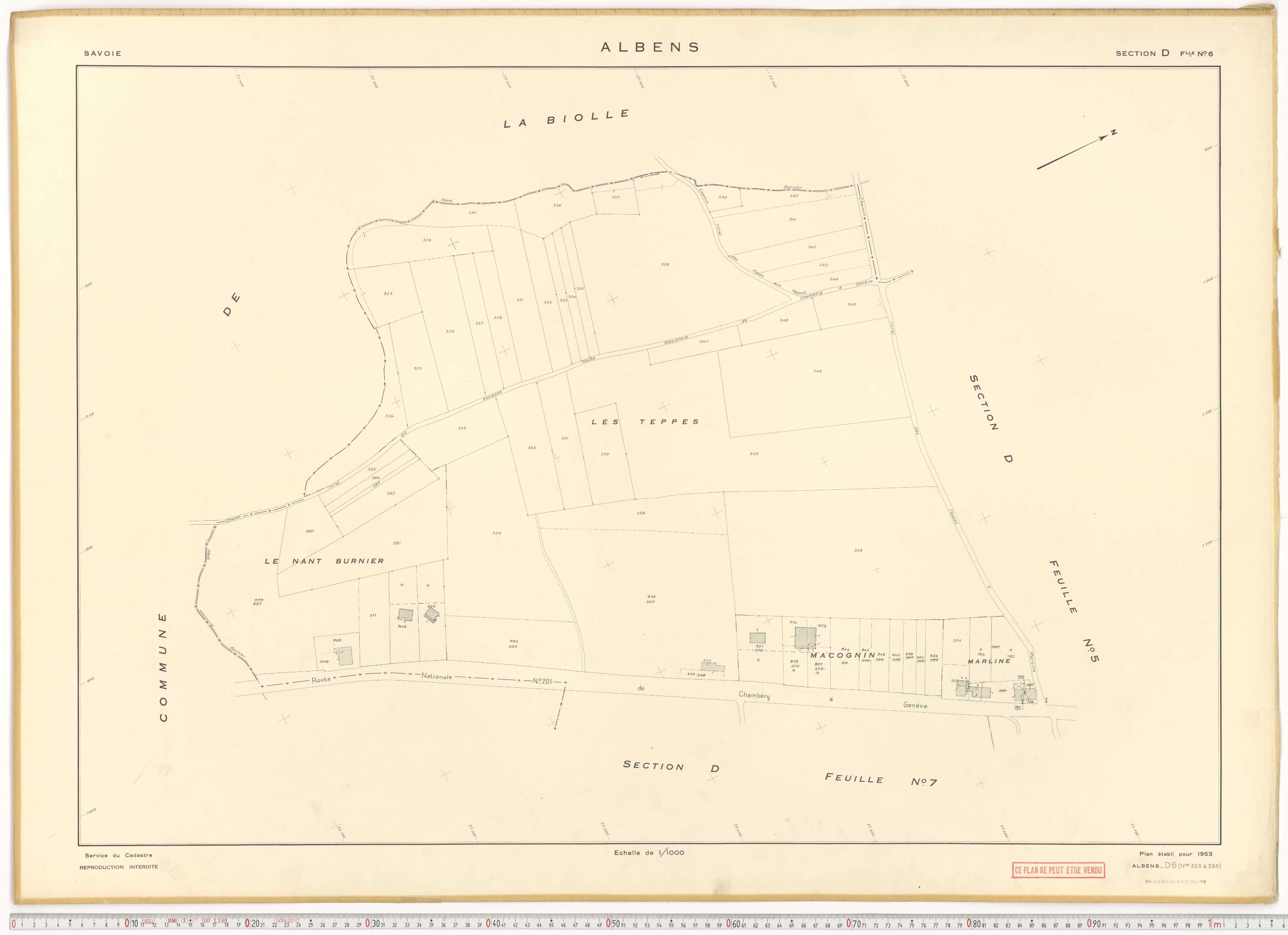 Albens - Cadastre rénové (1953), cadastre remembré (1988).