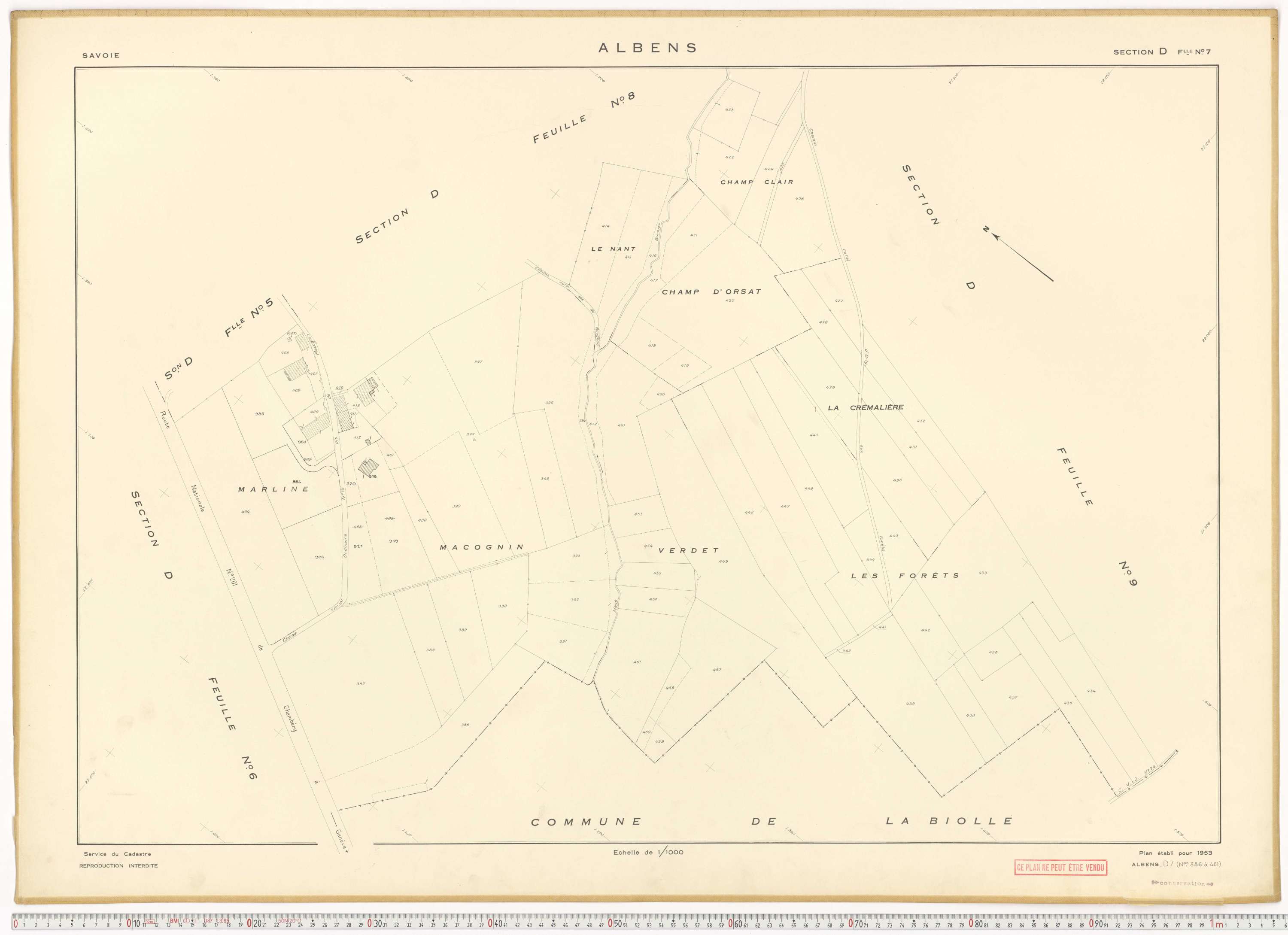 Albens - Cadastre rénové (1953), cadastre remembré (1988).