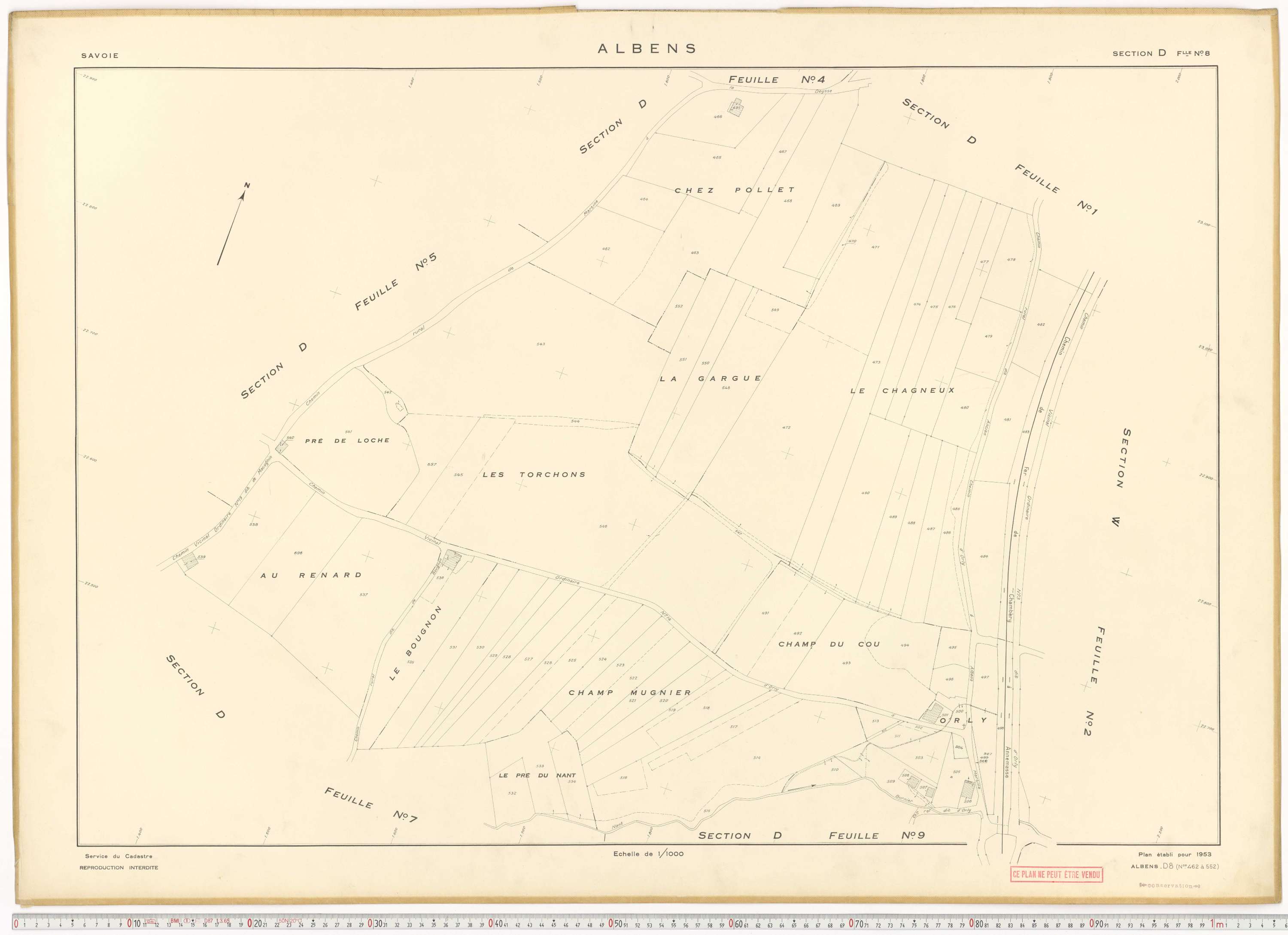 Albens - Cadastre rénové (1953), cadastre remembré (1988).