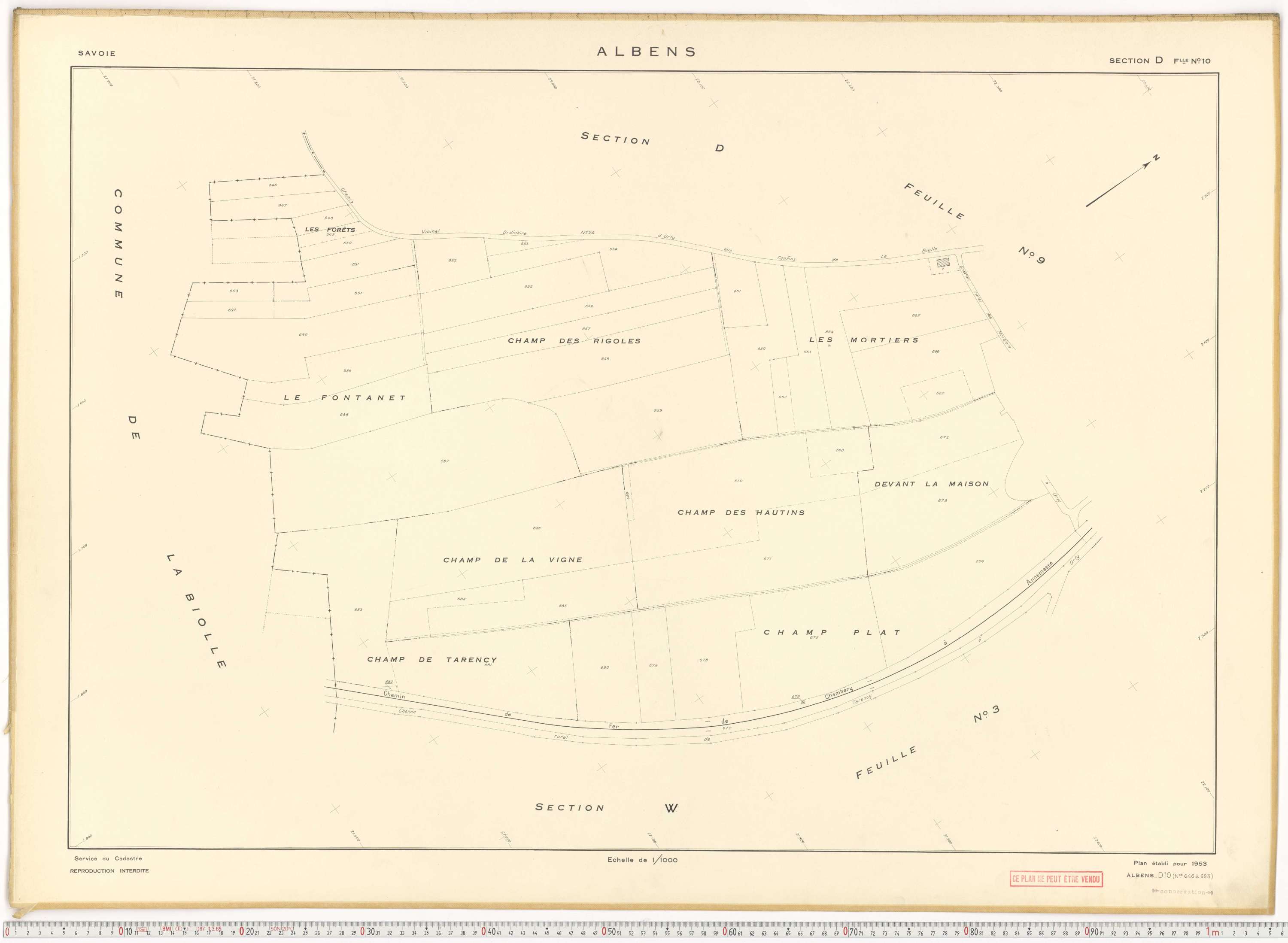 Albens - Cadastre rénové (1953), cadastre remembré (1988).