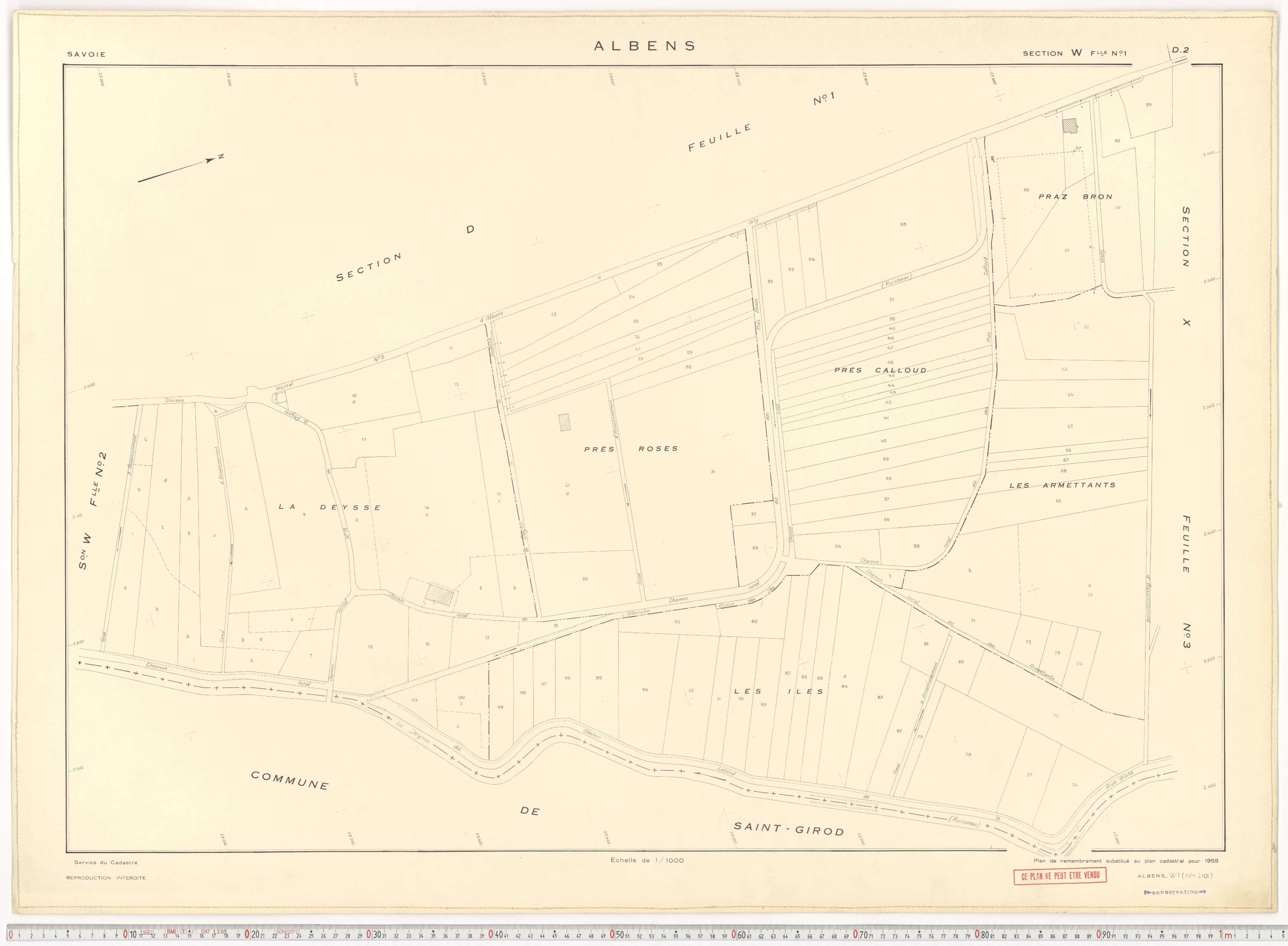 Albens - Cadastre rénové (1953), cadastre remembré (1988).