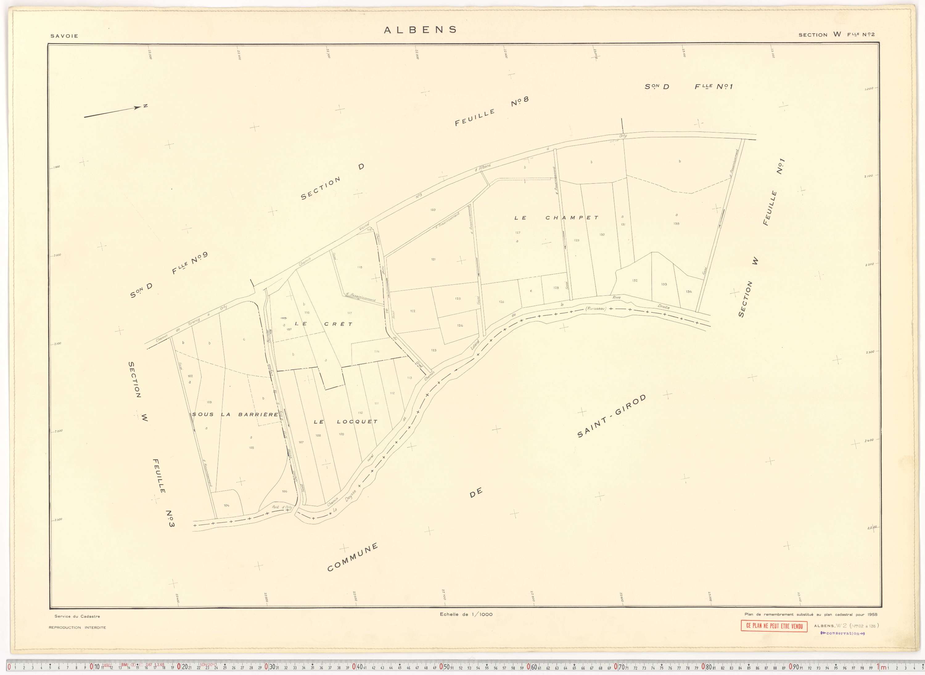 Albens - Cadastre rénové (1953), cadastre remembré (1988).