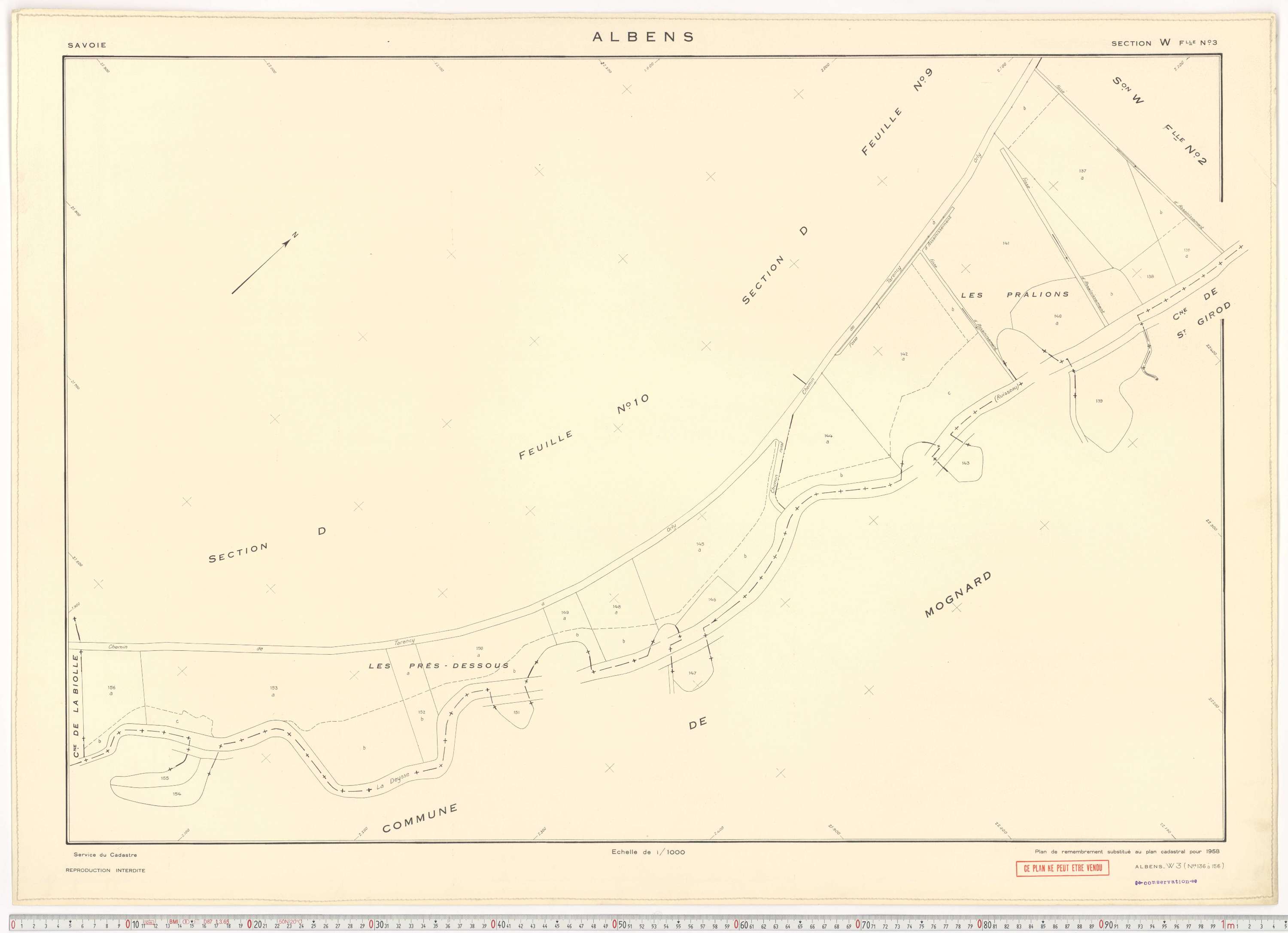 Albens - Cadastre rénové (1953), cadastre remembré (1988).